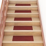 VIDAXL Tapis d'escalier autocollants Rectangulaire 15pcs 60x25cm Rouge