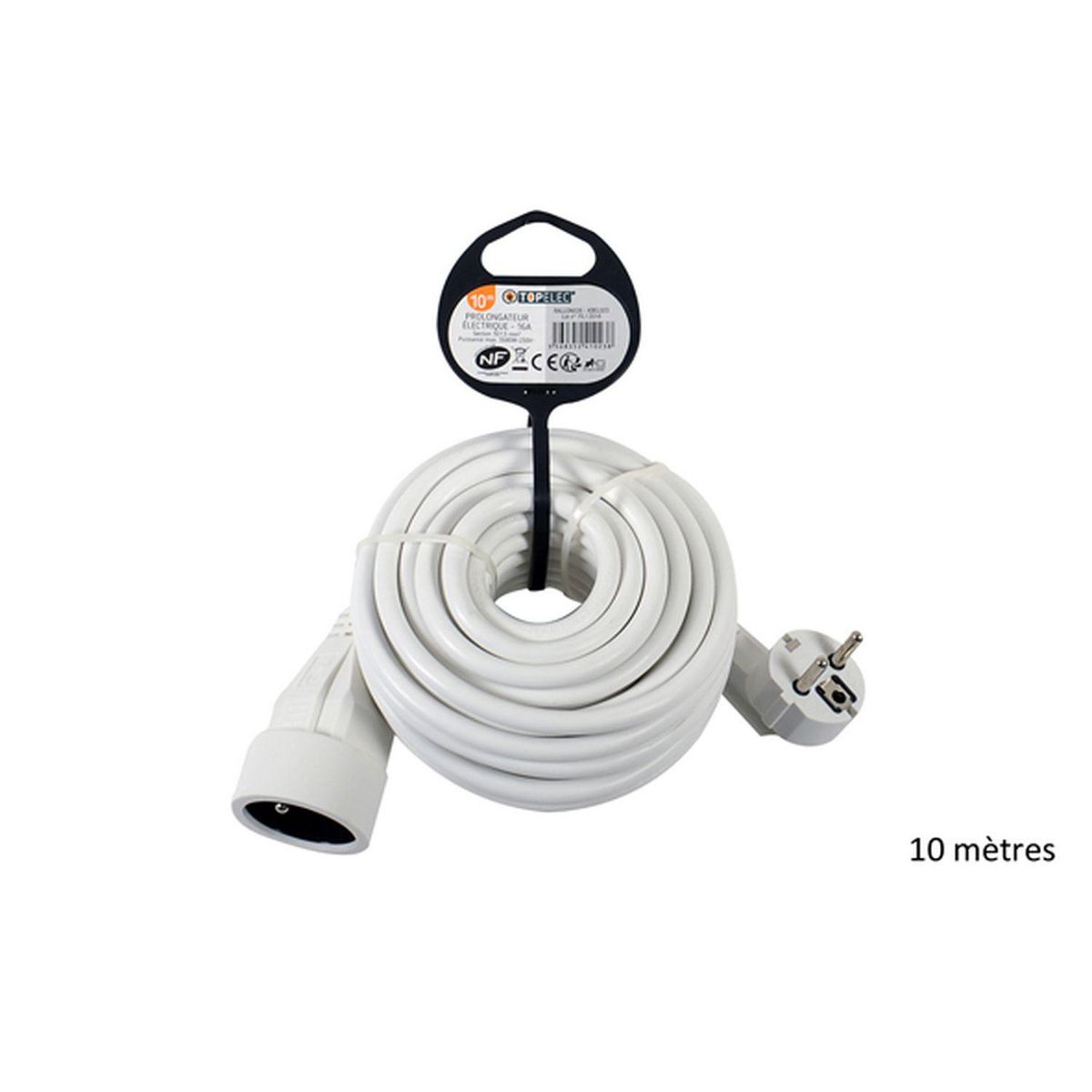 KB8 Rallonge 16A avec Terre L.10 mètres - Blanc