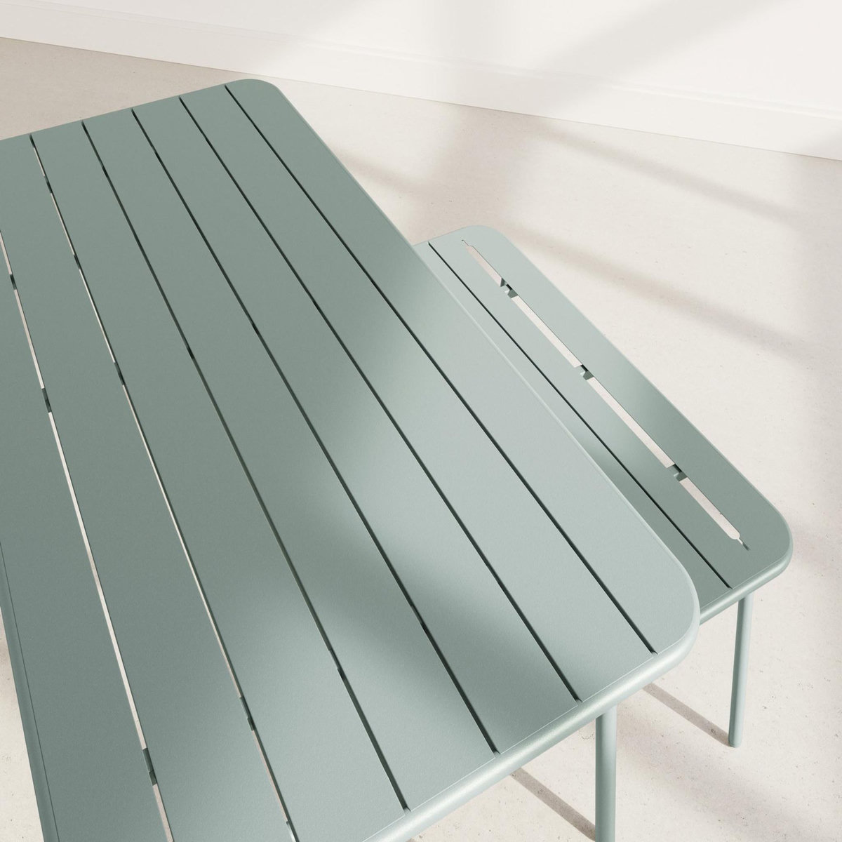 BEST MOBILIER Ribola - ensemble table et bancs de jardin - 4 personnes - vert