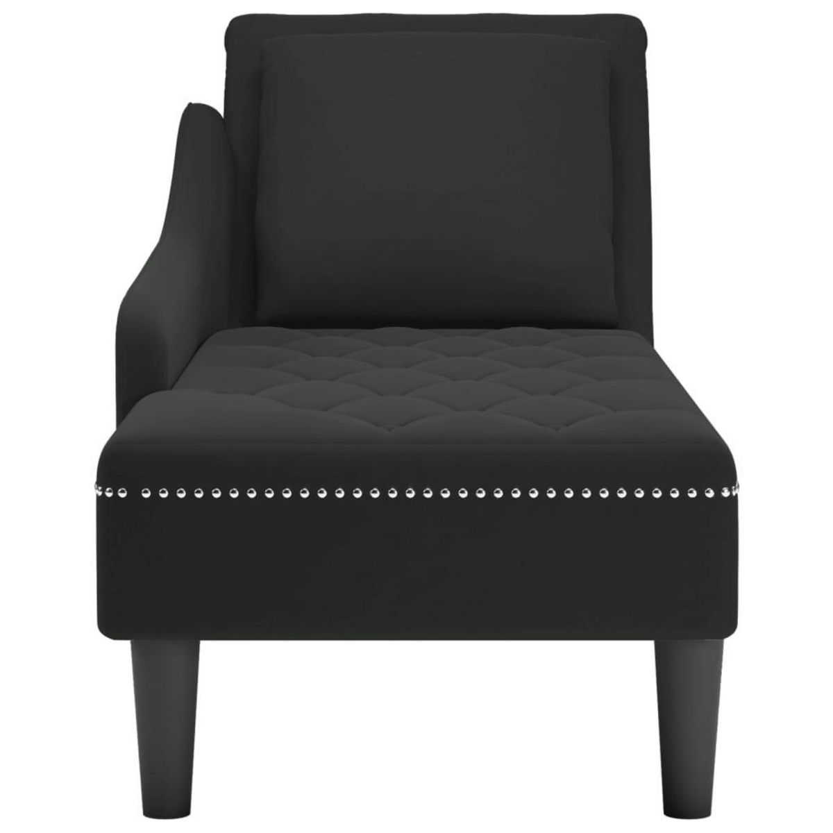 VIDAXL Fauteuil long avec coussin et accoudoir droit noir velours