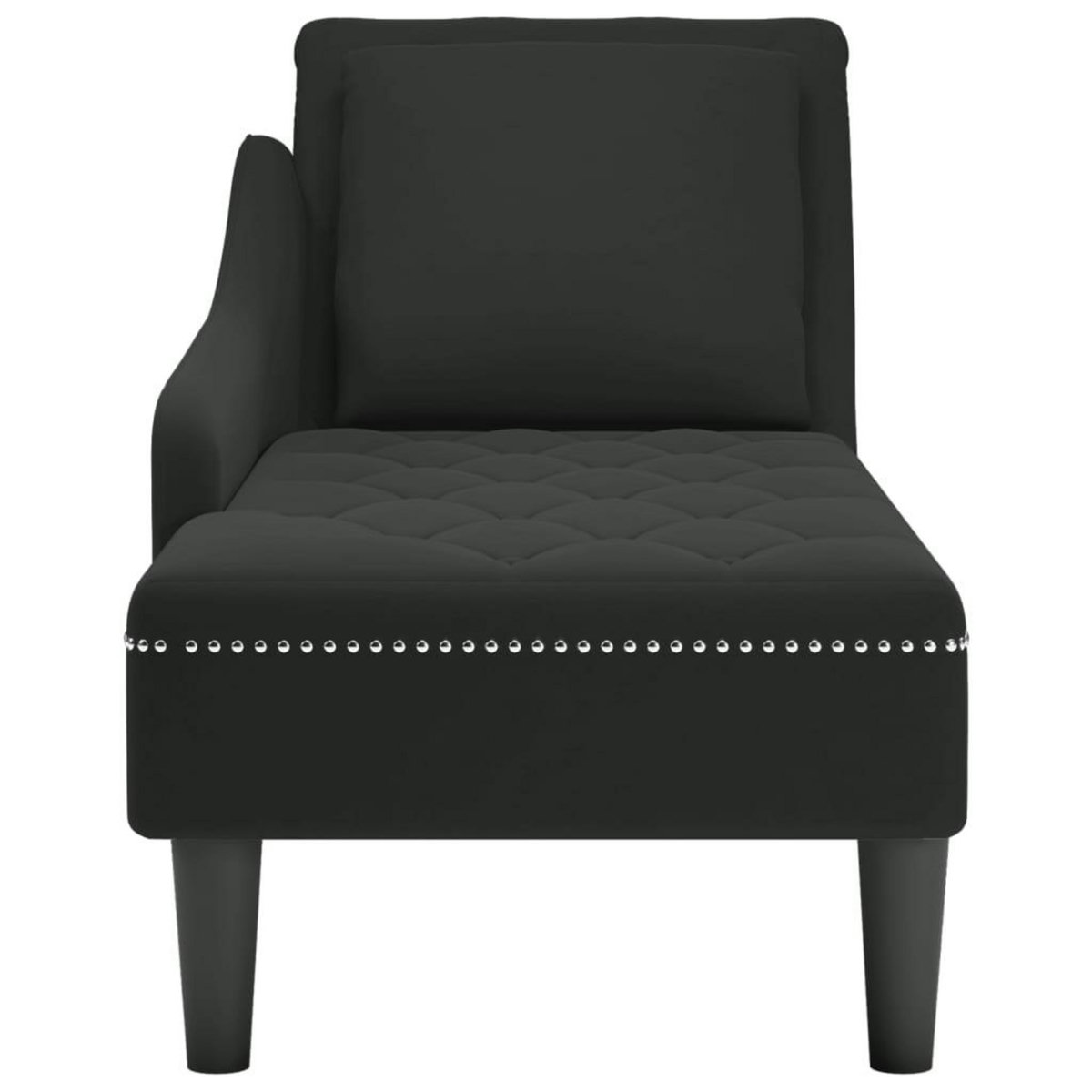 VIDAXL Fauteuil long avec coussin et accoudoir droit noir velours