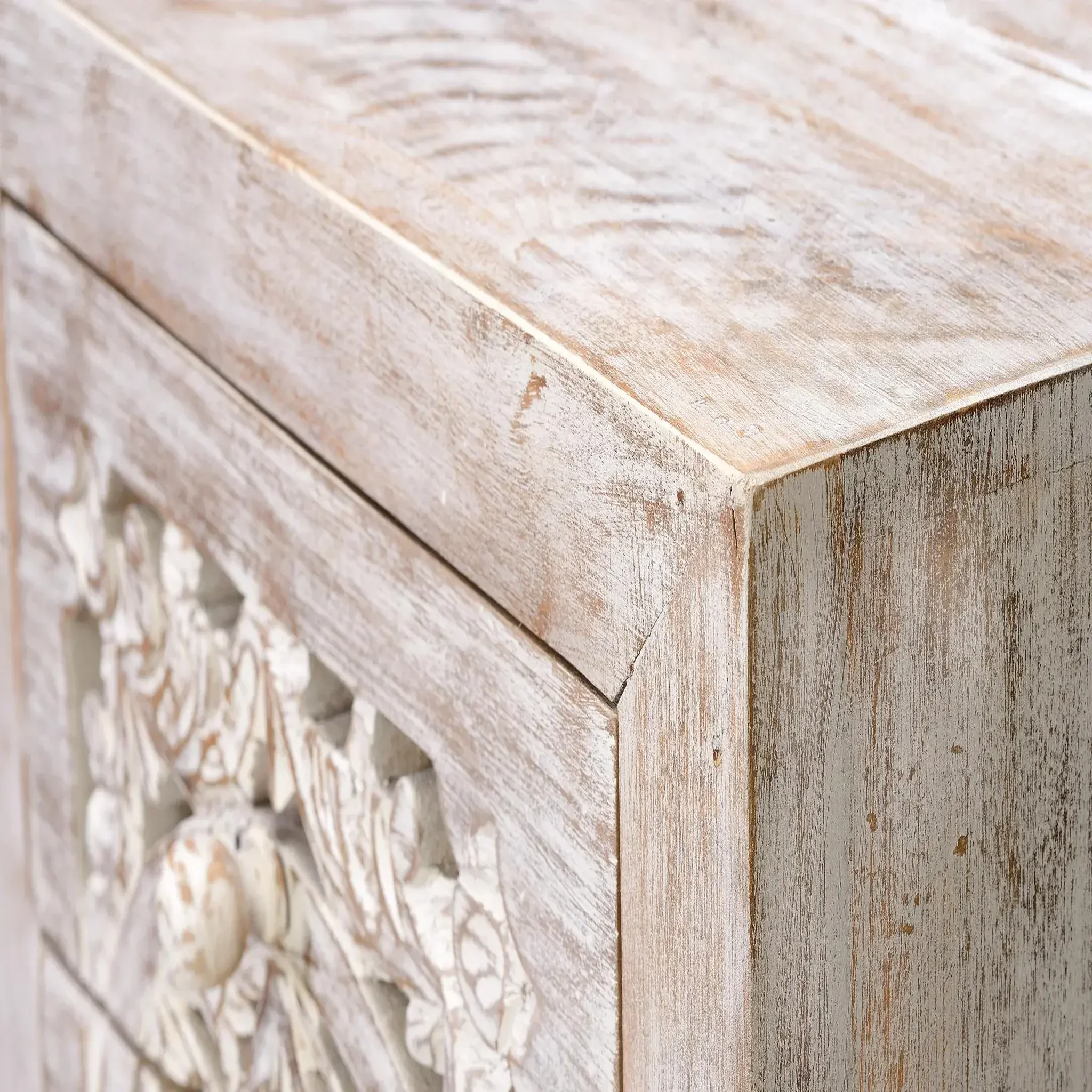 Voir la diapositive 3 : GINER Y COLOMER SL Chiffonnier en bois de manguier 45 cm style ethnique boho sculpté