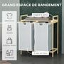 Voir la diapositive 4 : HOMCOM Panier à linge corbeille à linge bambou 2 paniers amovibles crème