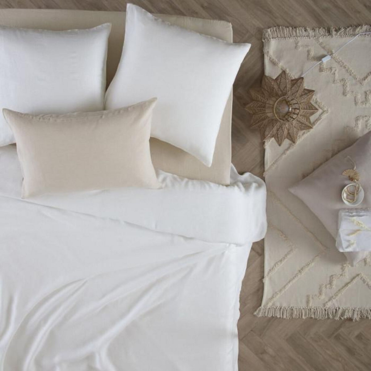 ATMOSPHERA Drap Housse bonnet 30 cm 100% Lin