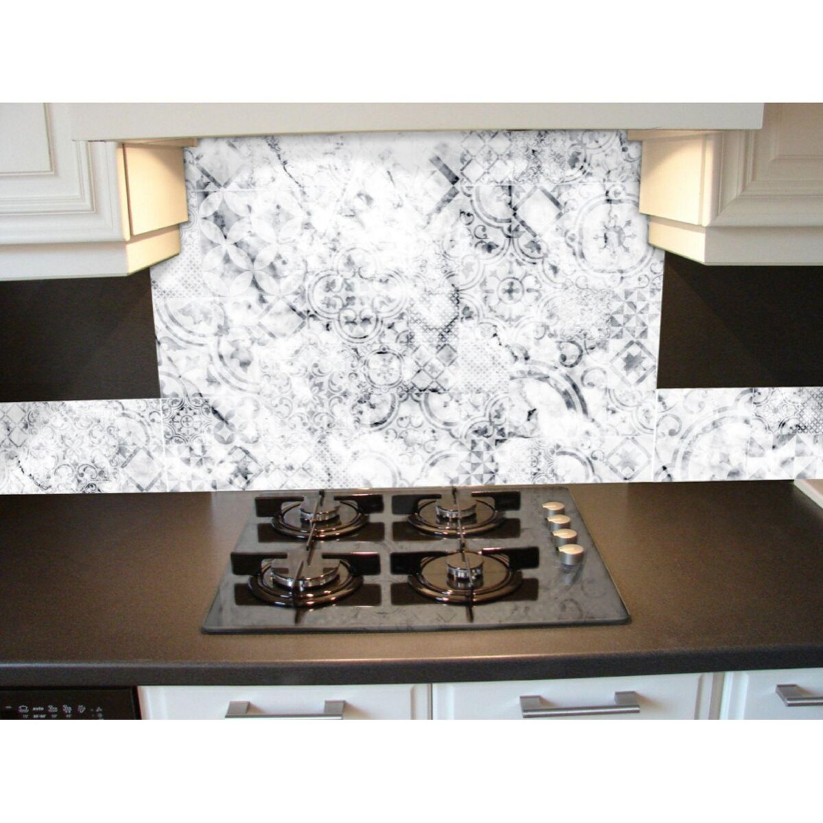 HABITABLE Crédence adhésive en alu imitation Marbre - L. 20 x l. 90 cm - Blanc