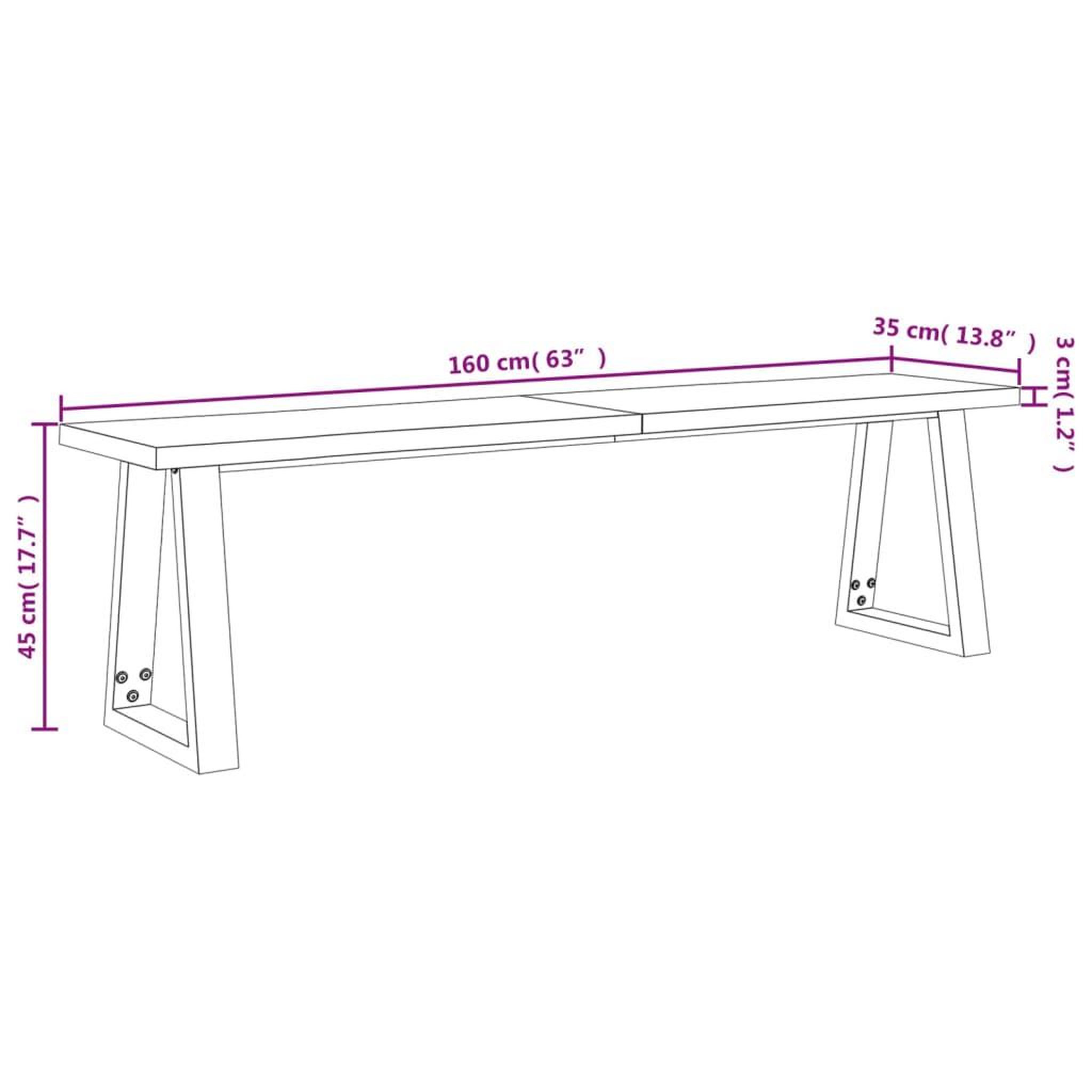 Voir la diapositive 6 : VIDAXL Banc avec bord vivant 160 cm bois d'acacia massif