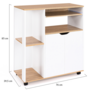 Voir la diapositive 5 : ID MARKET Desserte de cuisine COSI bois blanc et plateaux façon hêtre L.76 CM