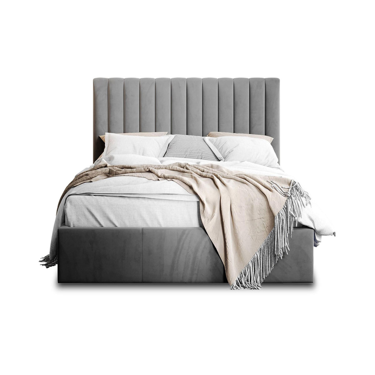 BEST MOBILIER Rosario - lit coffre - 140x200 - sommier inclus - en velours