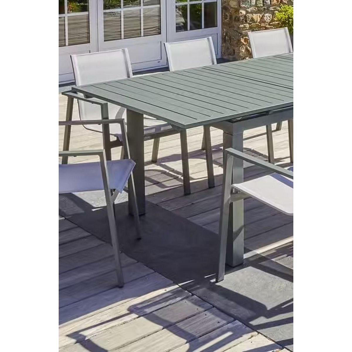 DCB GARDEN Table de jardin rectangulaire - 10/12 places - Aluminium - Kaki - MIAMI