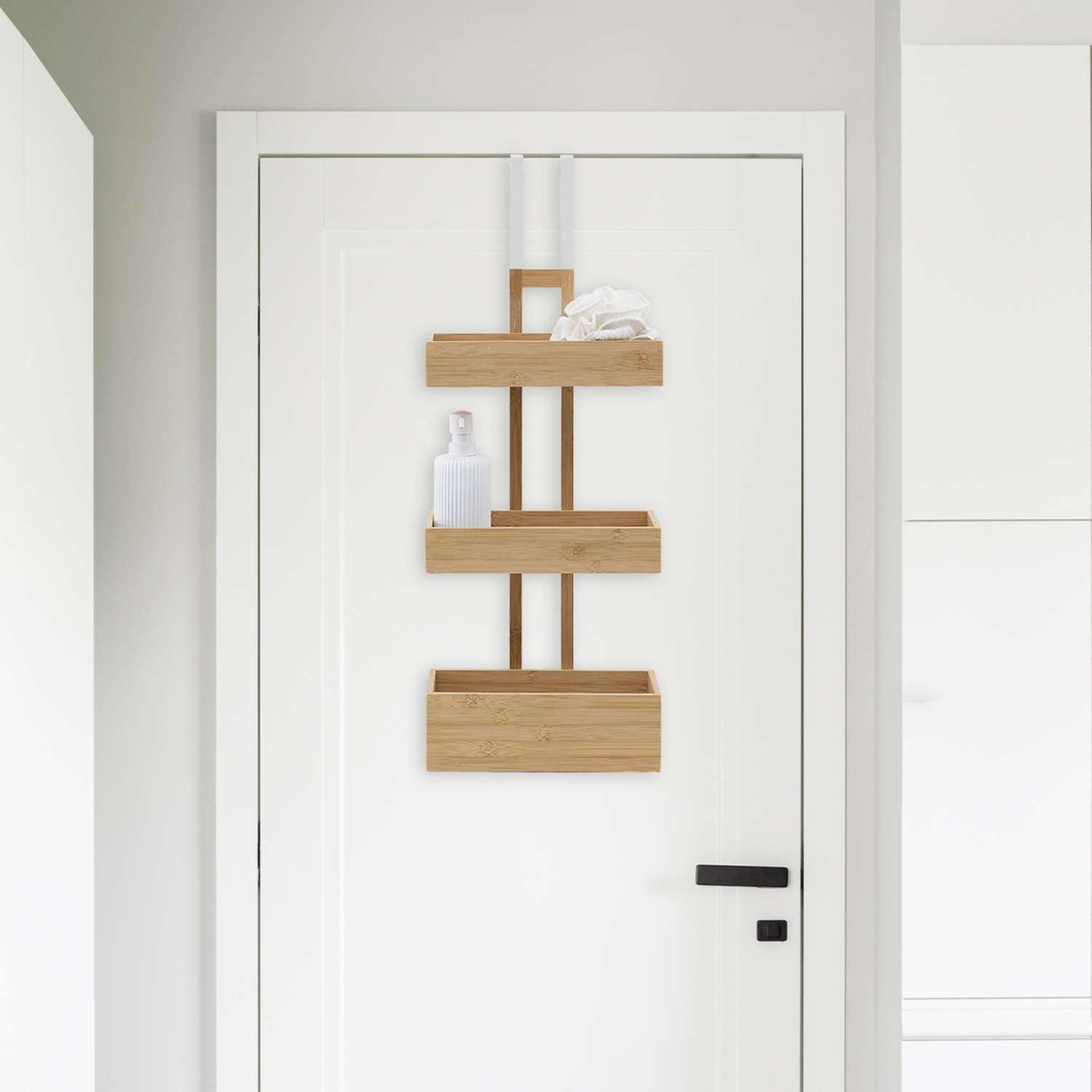 Voir la diapositive 4 : FIVE Etagère de porte 3 niveaux en bambou - marron