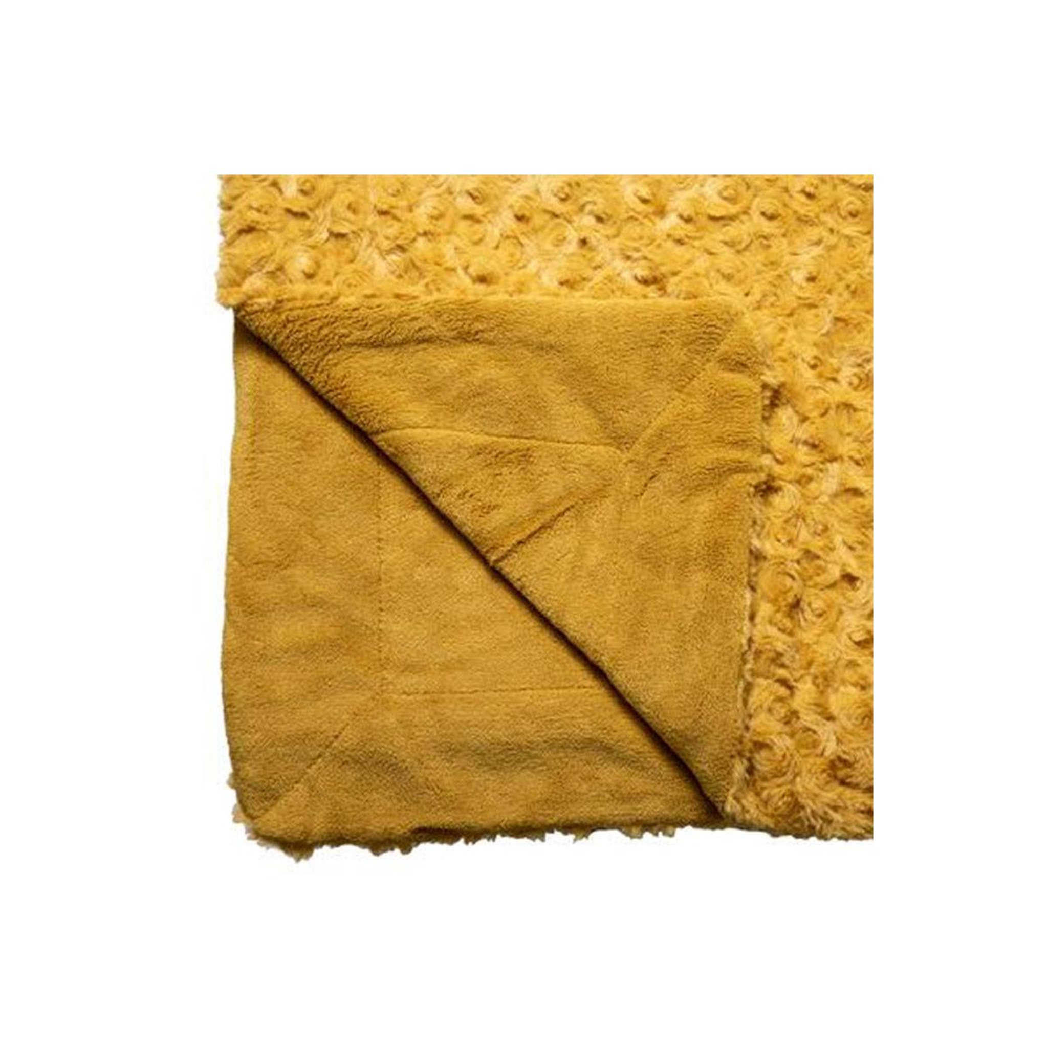Voir la diapositive 2 : ATMOSPHERA Plaid imitation fourrure  bouclée  180x230cm ocre