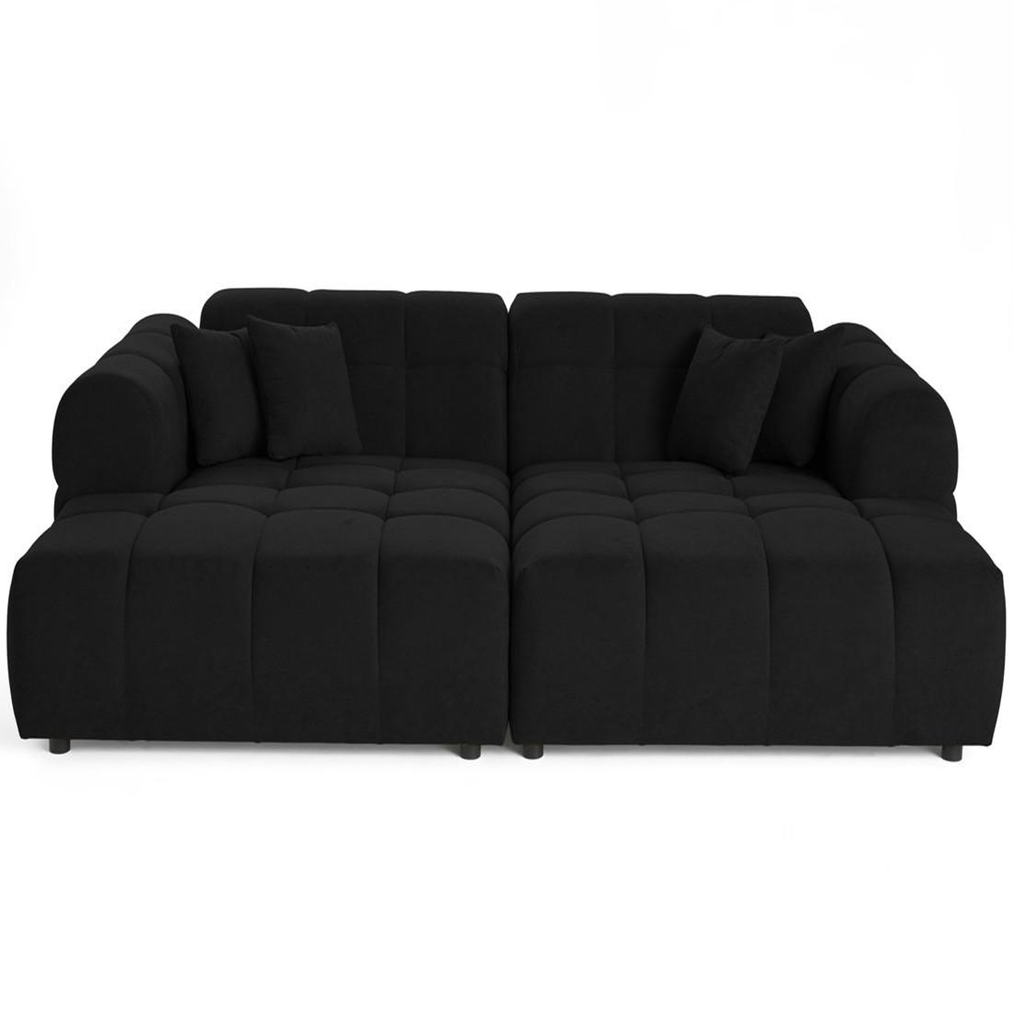 Voir la diapositive 1 : BEST MOBILIER Ray - canapé droit 4 places avec double méridienne - assise profonde - en tissu texturé