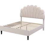 Habitat et Jardin Lit coquillage en velours  Manon  - Beige - 160 x 200 cm