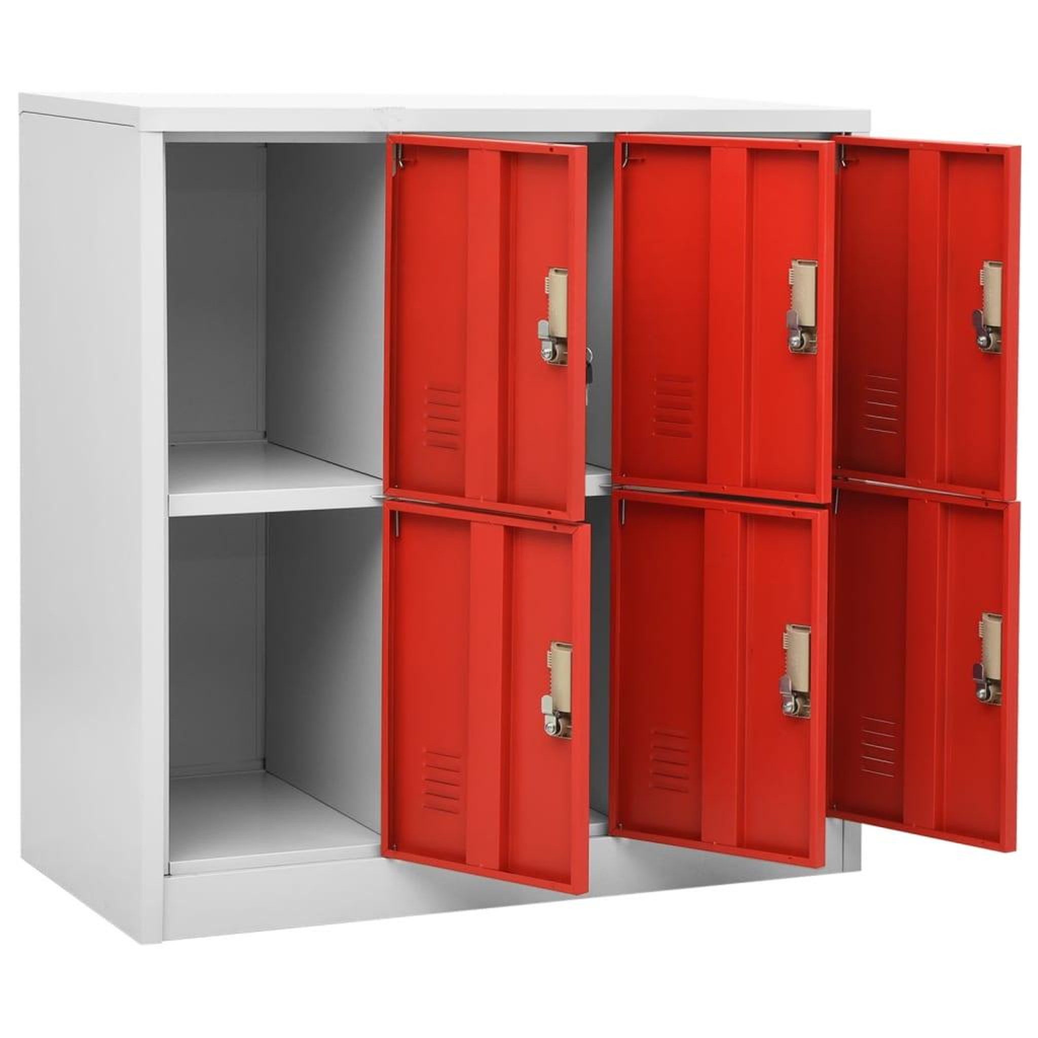 Voir la diapositive 5 : VIDAXL Armoire a casiers Gris clair et rouge 90x45x92,5 cm Acier