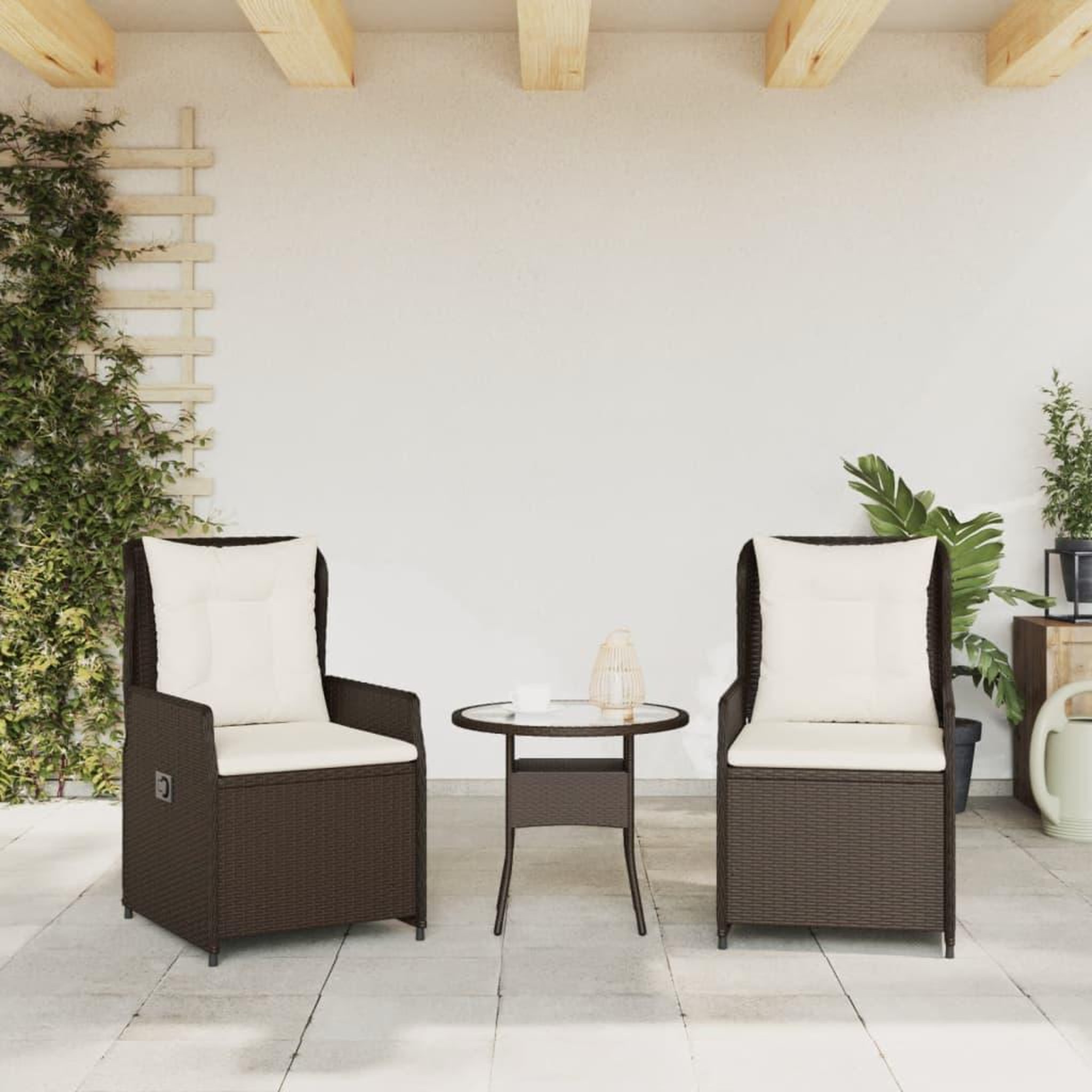 Voir la diapositive 3 : VIDAXL Chaises inclinables de jardin lot de 2 marron resine tressee