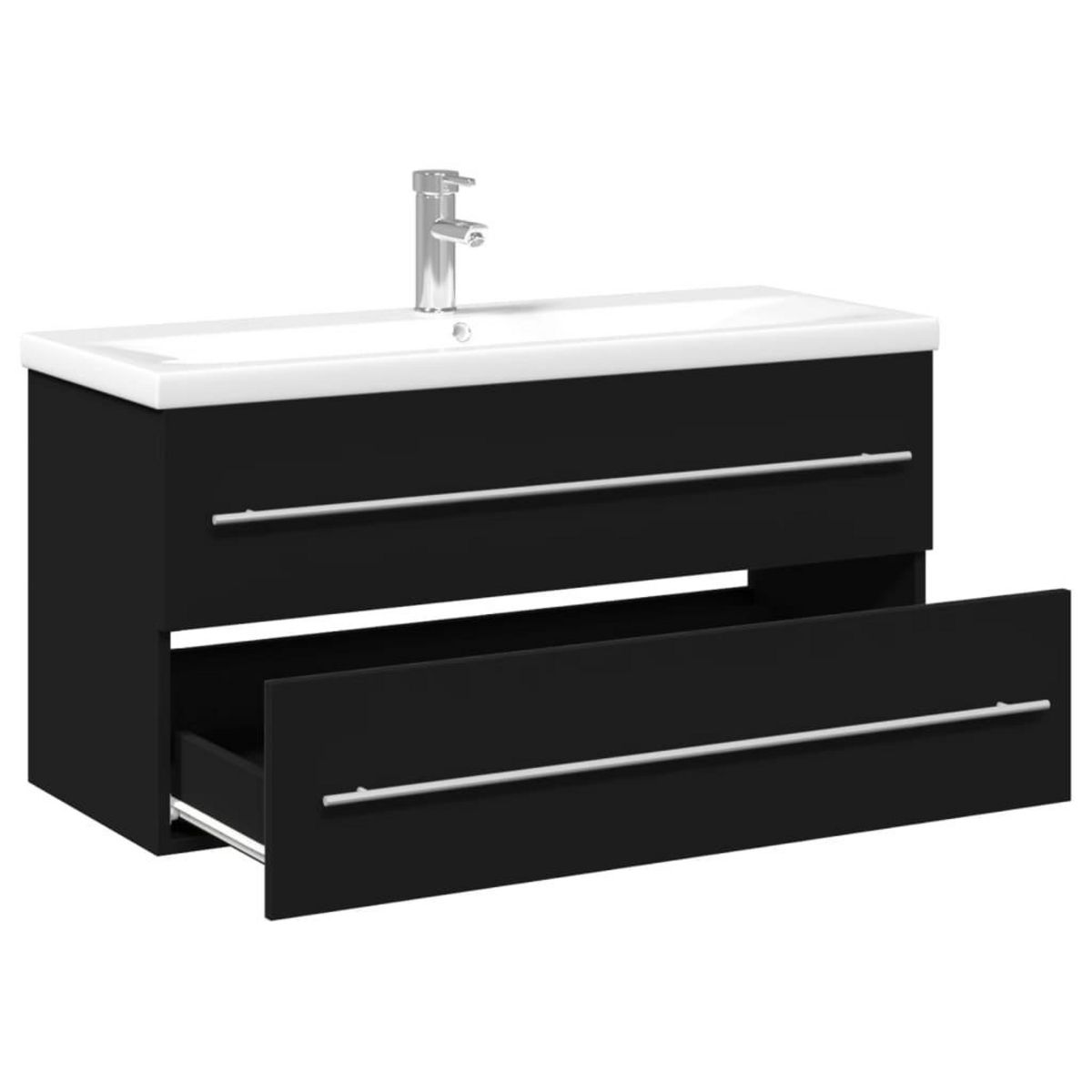 VIDAXL Armoire lavabo de salle de bain avec bassin integre noir
