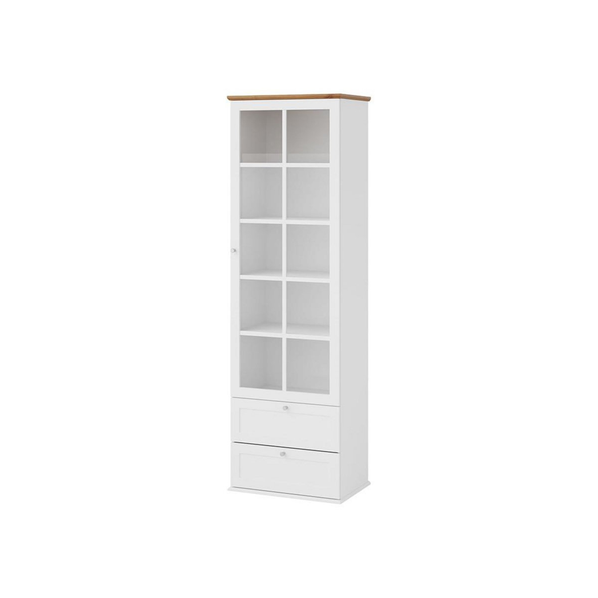 BEST MOBILIER Francesco - vitrine - effet bois et blanc - 2 tiroirs et 1 porte - 201 cm