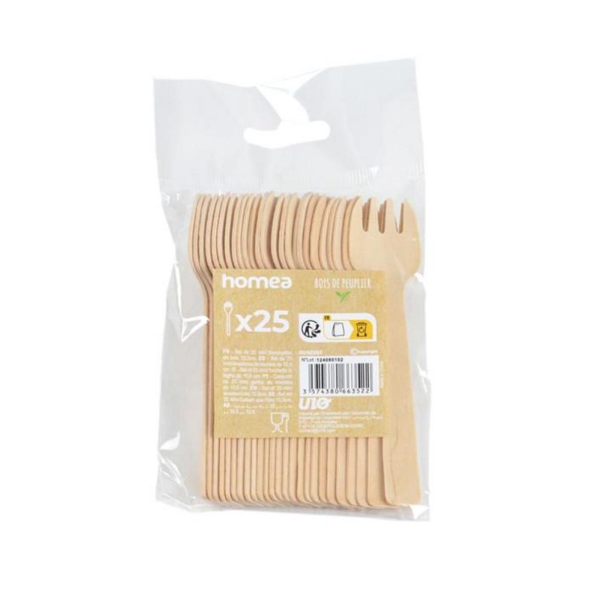 Paris Prix Lot de 25 Mini Fourchettes Réutilisables  Verrine  10cm Naturel