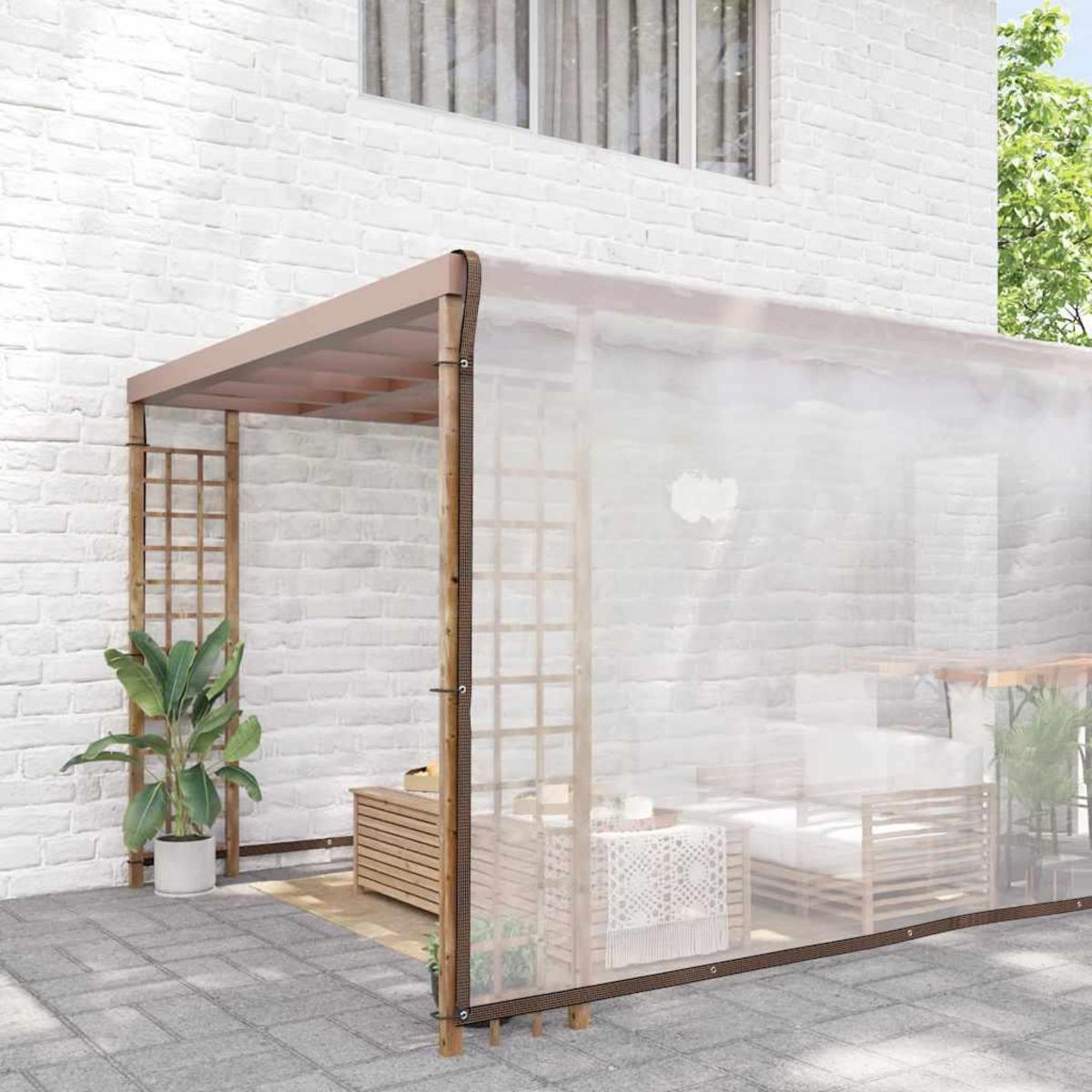 VIDAXL Bache transparente avec œillets 8x8 m polyethylene