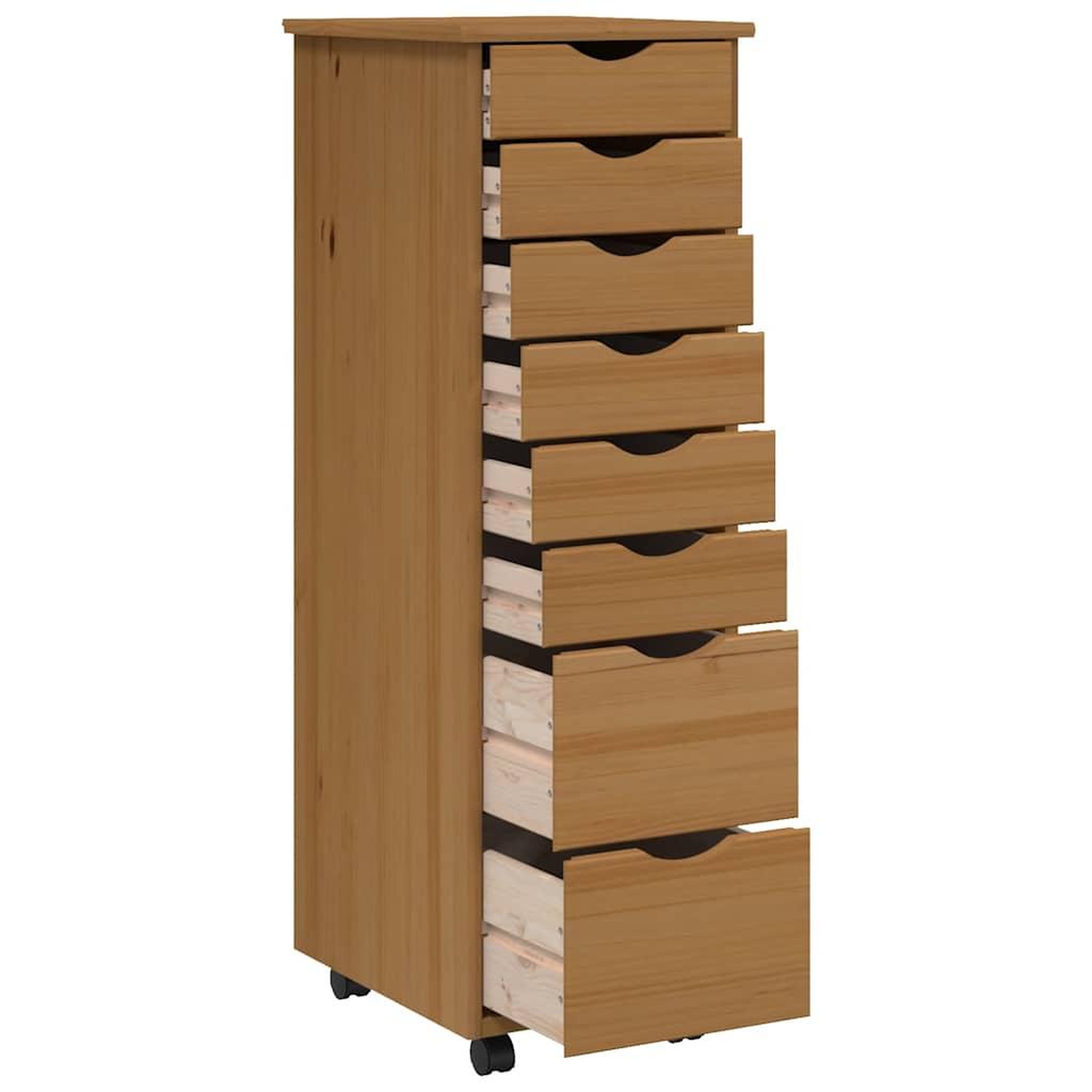 Voir la diapositive 4 : VIDAXL Armoire roulante avec tiroirs MOSS bois de pin marron miel