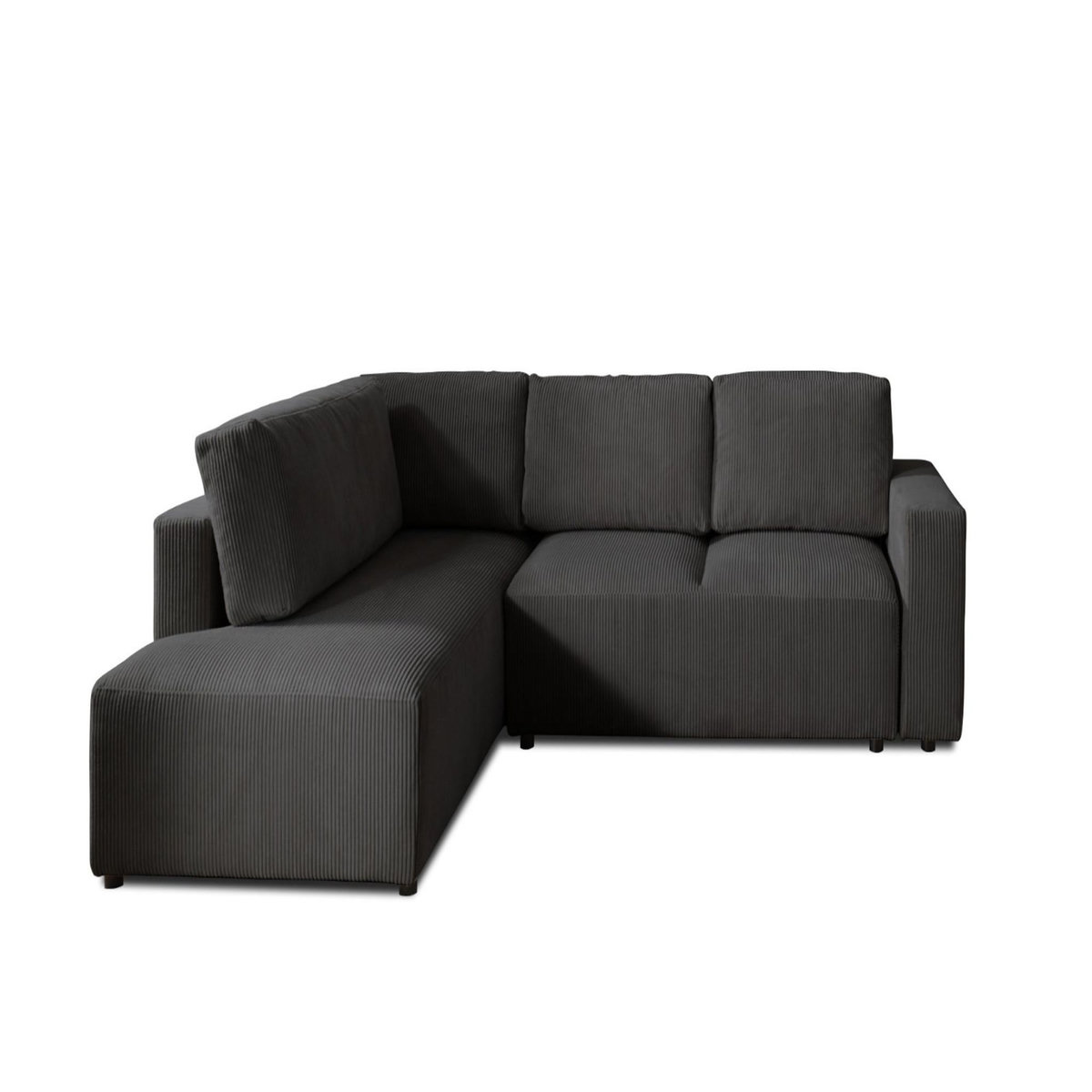 LISA DESIGN Livy - canapé d'angle convertible - avec coffre - en velours côtelé - 5 places - gauche