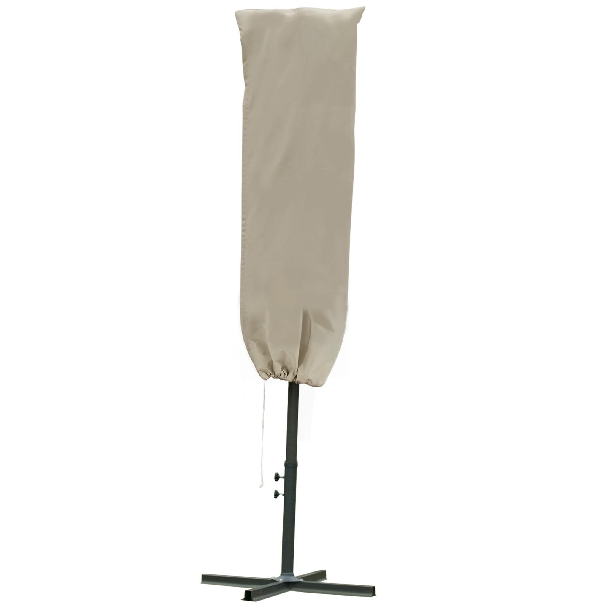 Voir la diapositive 1 : OUTSUNNY Housse de protection imperméable pour parasol droit avec fermeture éclair et cordon de serrage polyester oxford kaki léger