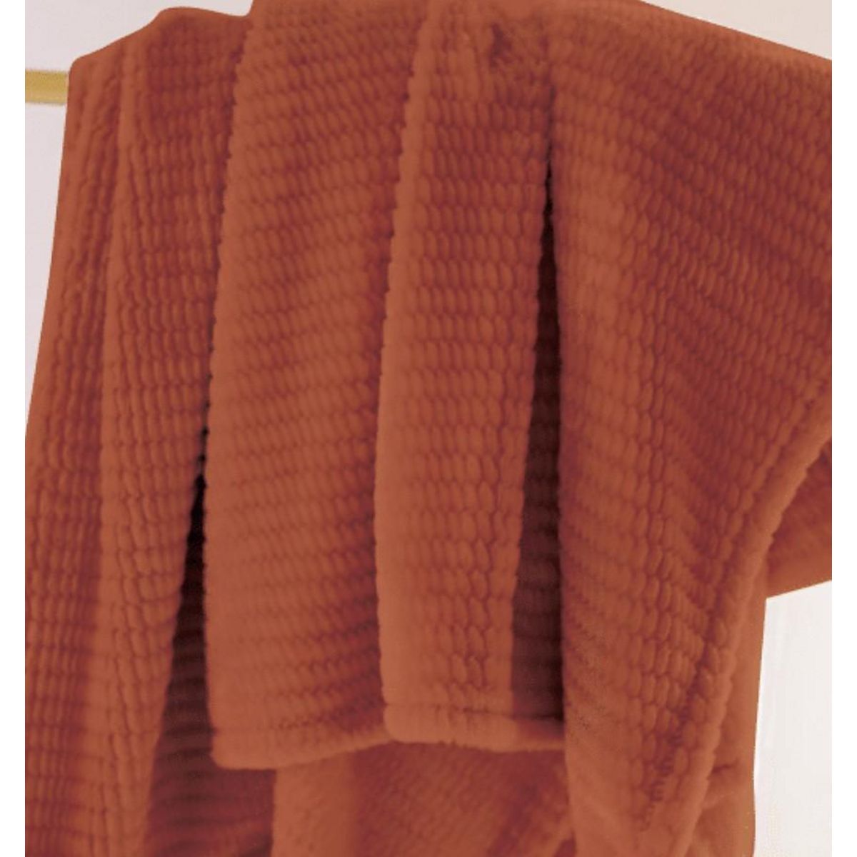 Les Ateliers du Linge Plaid Microflannelle Jacquard Saya 130x160cm Brique