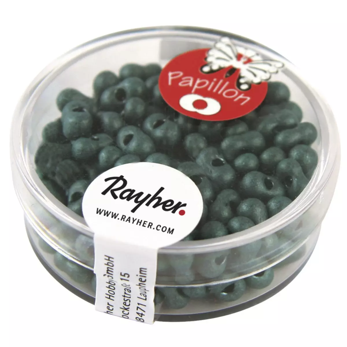 Rayher Rocailles papillon, turquoise d'Inde, 3,2x6,5mm, boîte 18 g