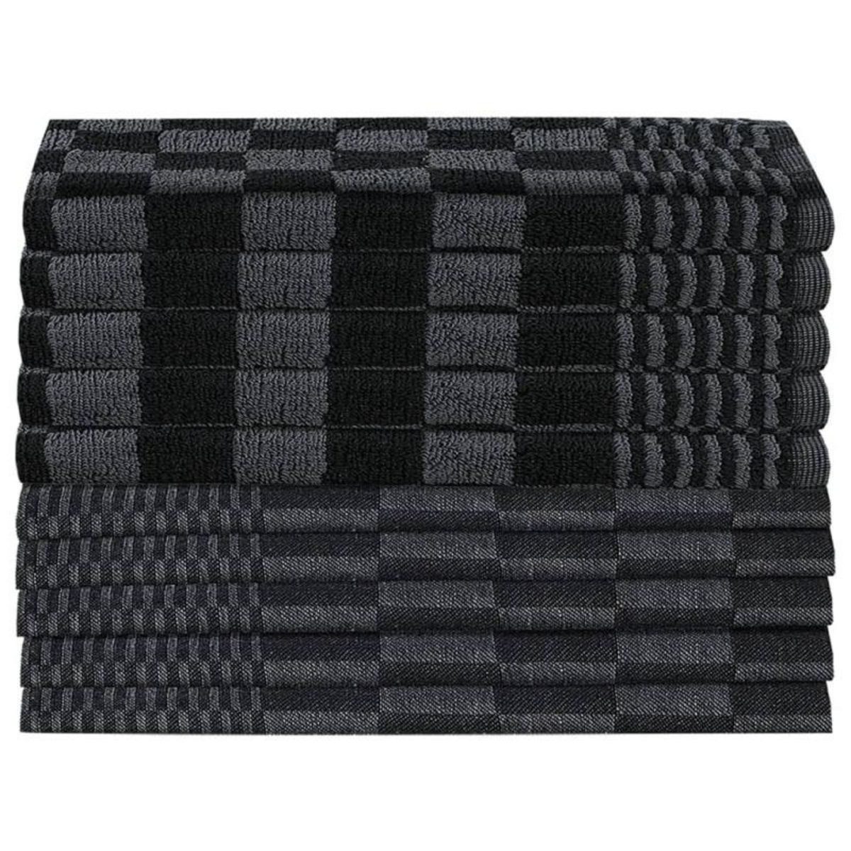 VIDAXL Ensemble de serviettes 10 pcs noir et gris coton
