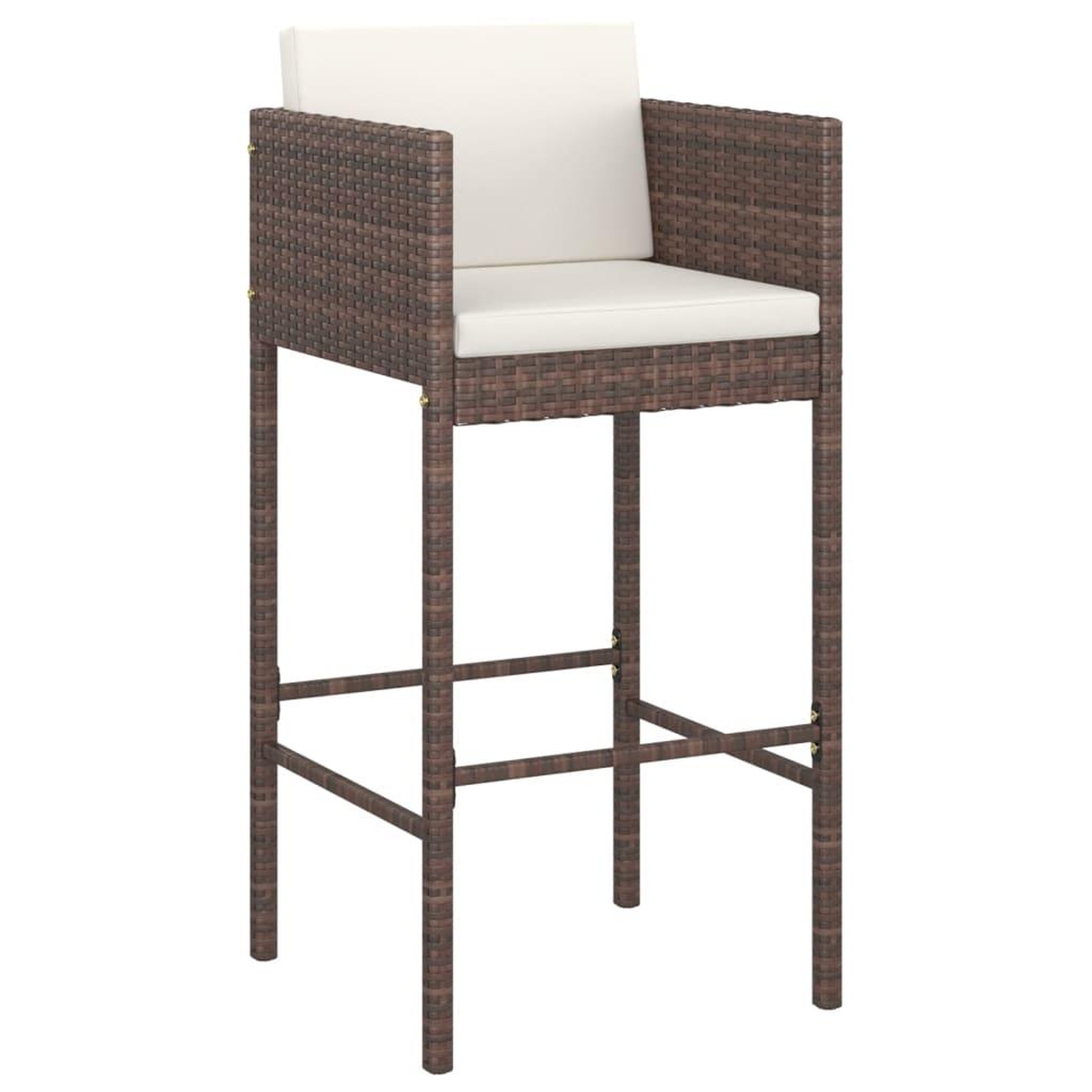 Voir la diapositive 3 : VIDAXL Ensemble bar de jardin 5 pcs et coussins Resine tressee Marron