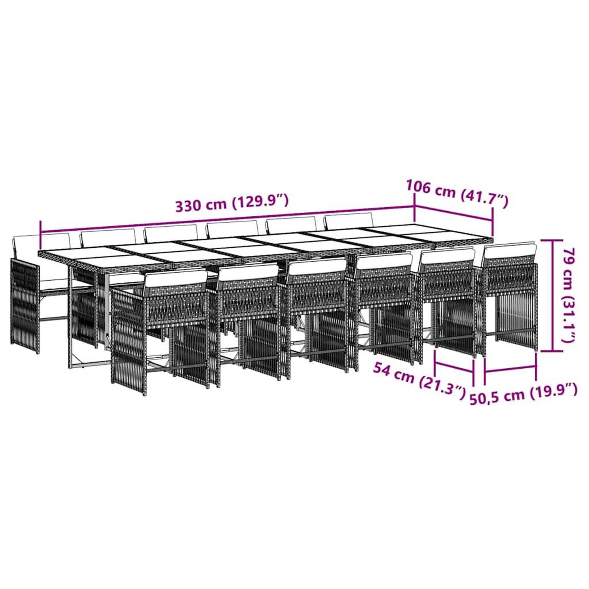 Voir la diapositive 6 : VIDAXL Ensemble a manger de jardin coussins 13 pcs gris resine tressee