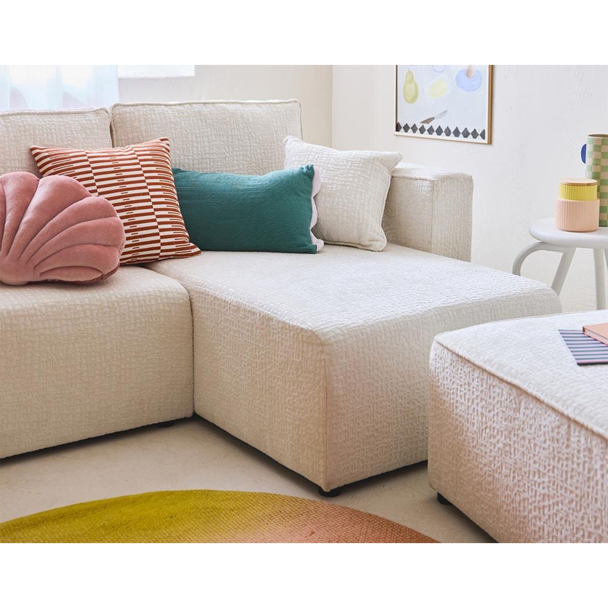 BEST MOBILIER Topaze - canapé d'angle réversible - 4 places - convertible avec coffre - en tissu velours relief