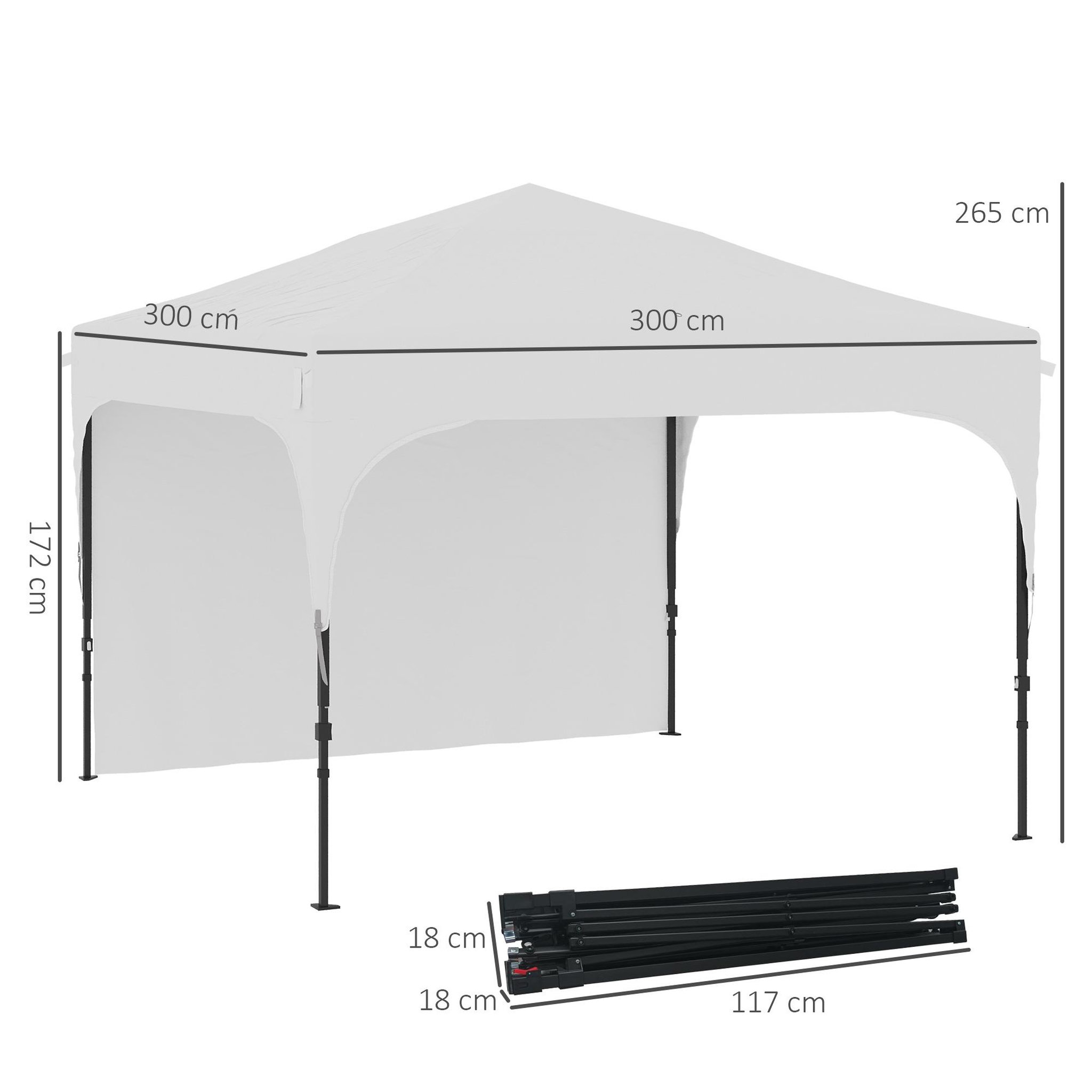 Voir la diapositive 3 : OUTSUNNY Tonnelle barnum de jardin pliant - dim. 3L x 3l x 2,65H m - acier Oxford blanc