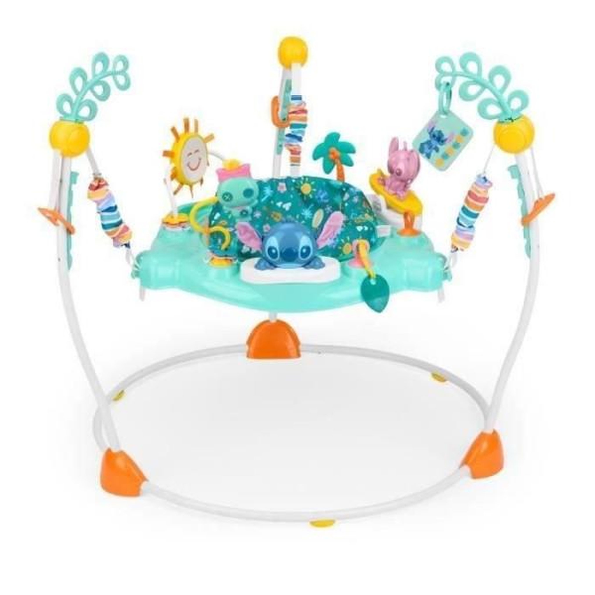 Bright Starts DISNEY BABY -STITCH- Aire d'éveil bébé multi-jouets, siege sauteur a rebonds évolutif, pivotant a 360° 10 jeux interactives