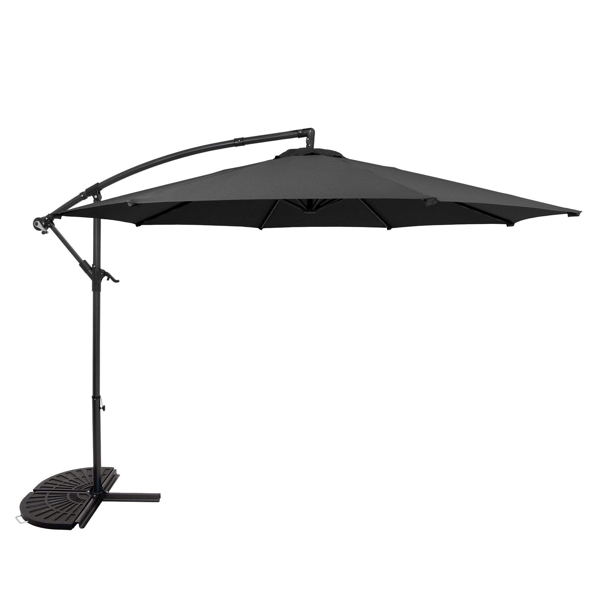 Voir la diapositive 1 : Monster Parasol Banane à Mât Déporté 3 m & 2 Pieds en Éventail