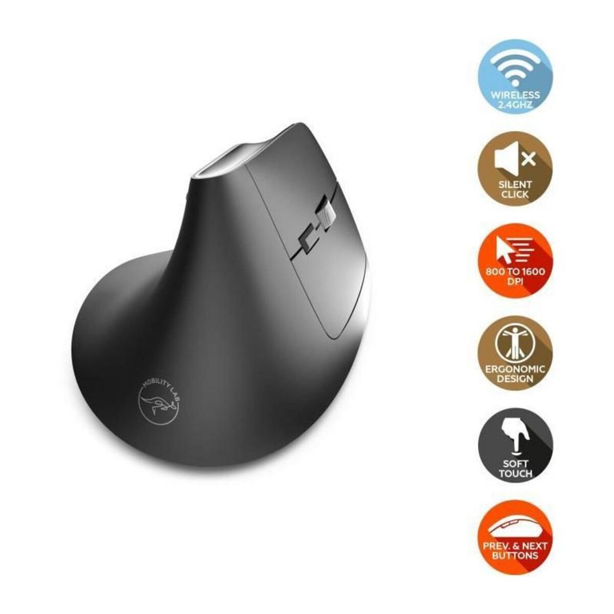 Mobility Lab Souris Ergonomique sans fil - MOBILITY LAB - ML313139 - Plug & Play, pas besoin de driver