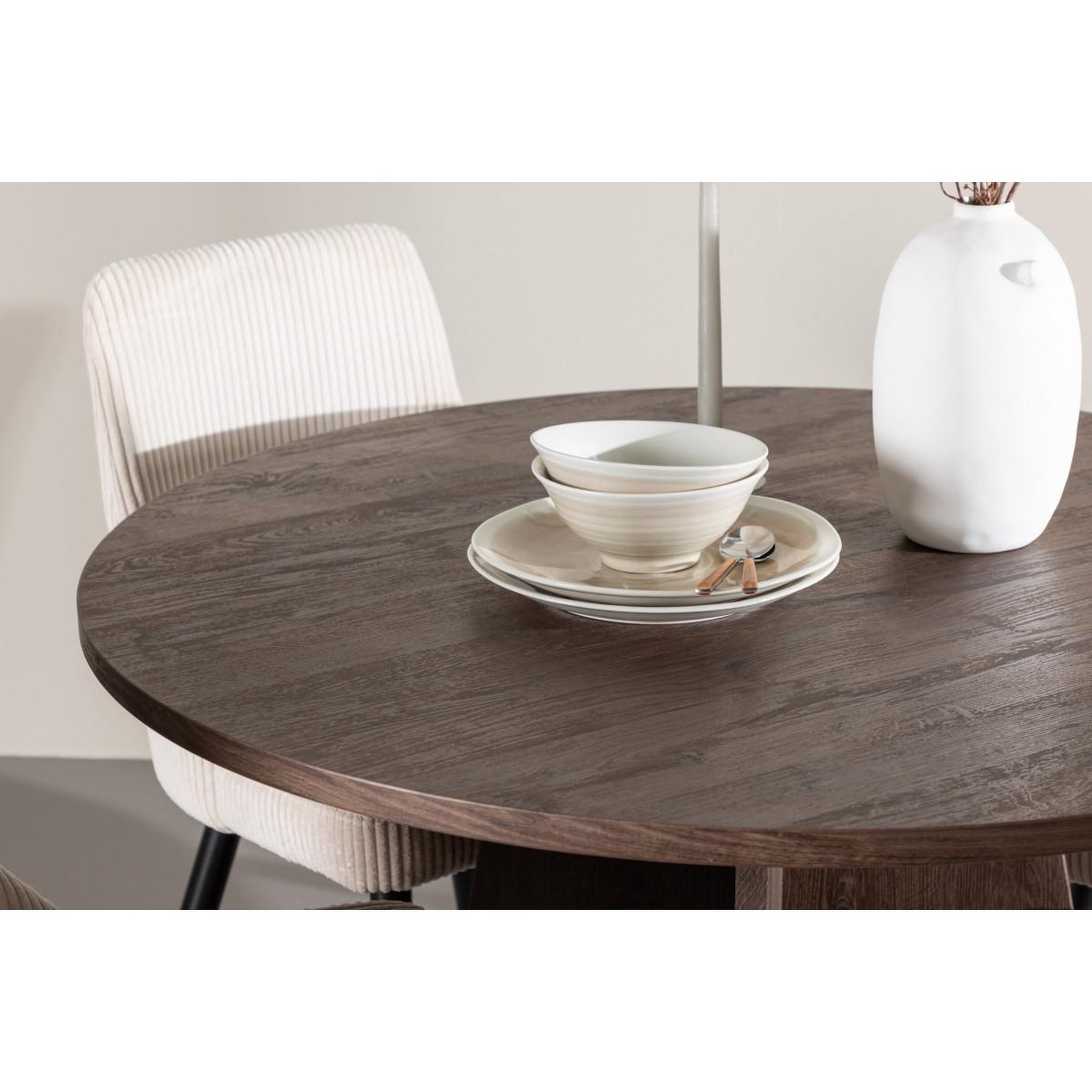 Voir la diapositive 6 : Paris Prix Ensemble table à manger & 4 chaises  bootcut & leone  110cm moka & beige
