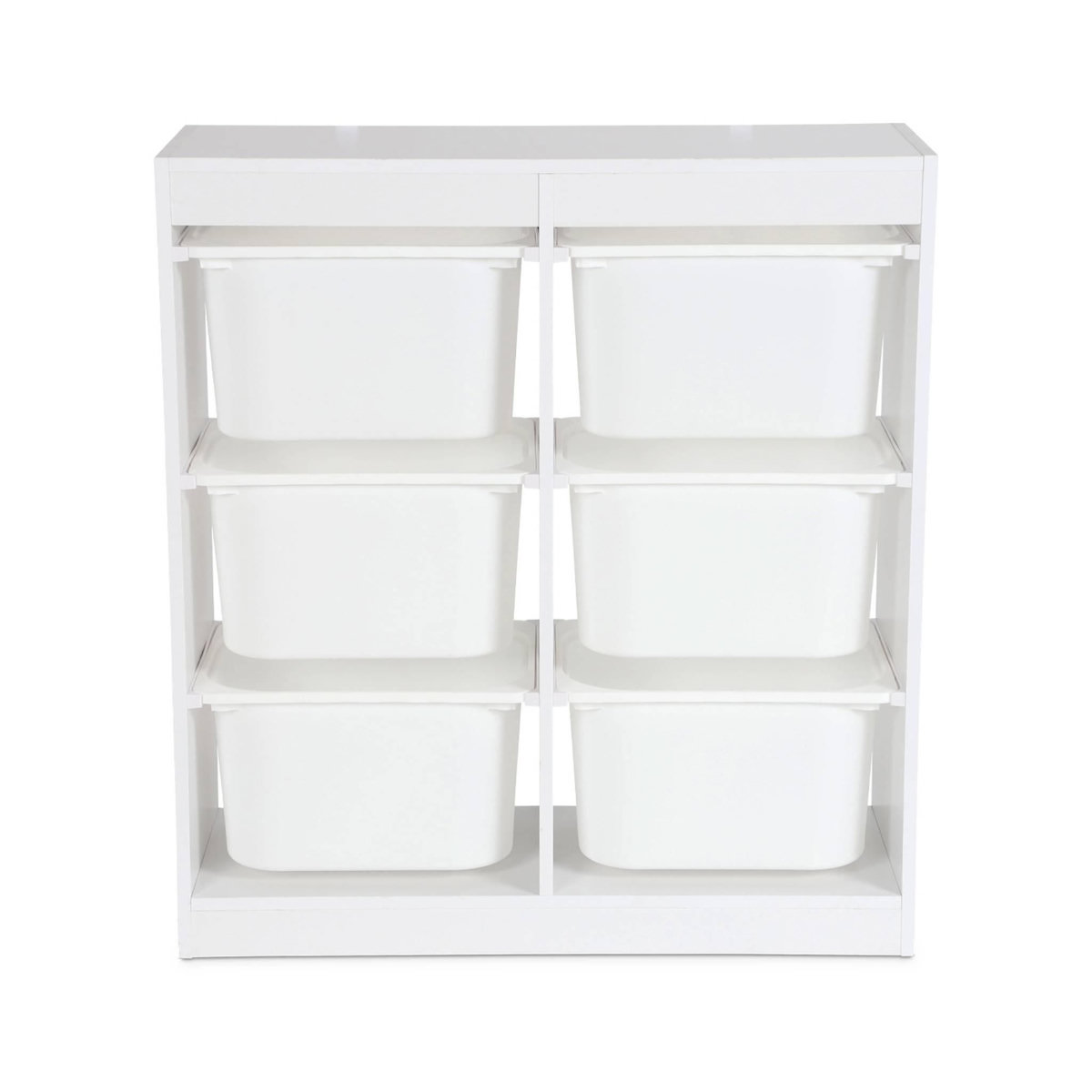 SWEEEK Meuble de rangement enfant. blanc. 6 bacs de rangement en plastique