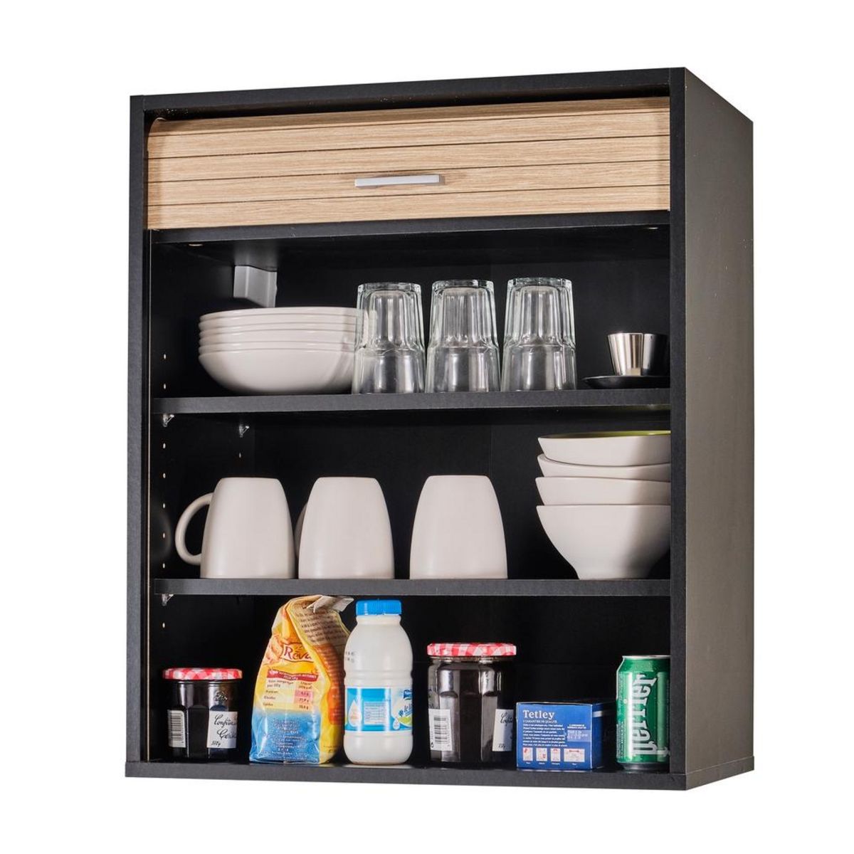 Rangement de cuisine à rideau coloris noir L60 cm - COOKING