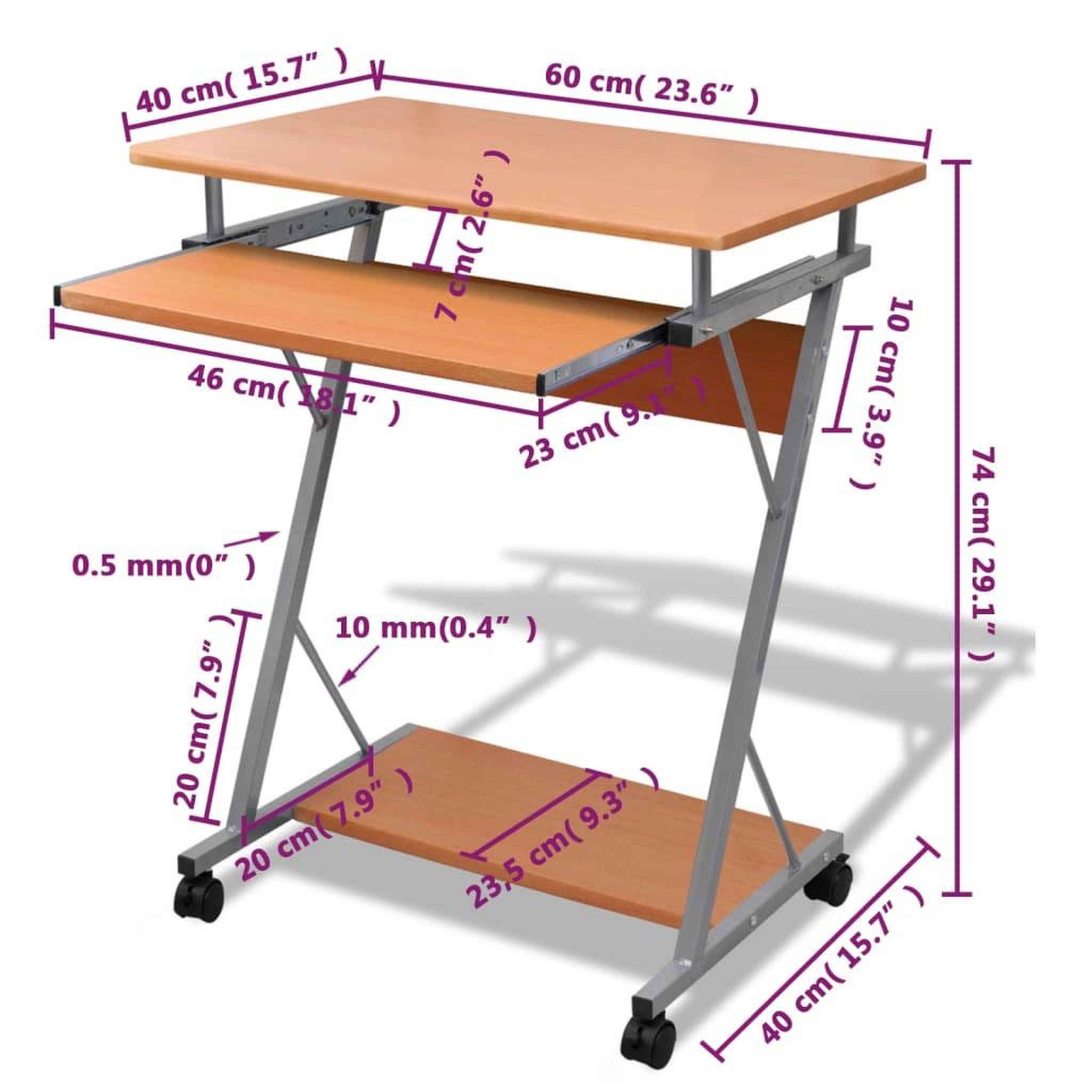 Voir la diapositive 6 : VIDAXL Bureau d'ordinateur avec plateau a clavier coulissant Marron
