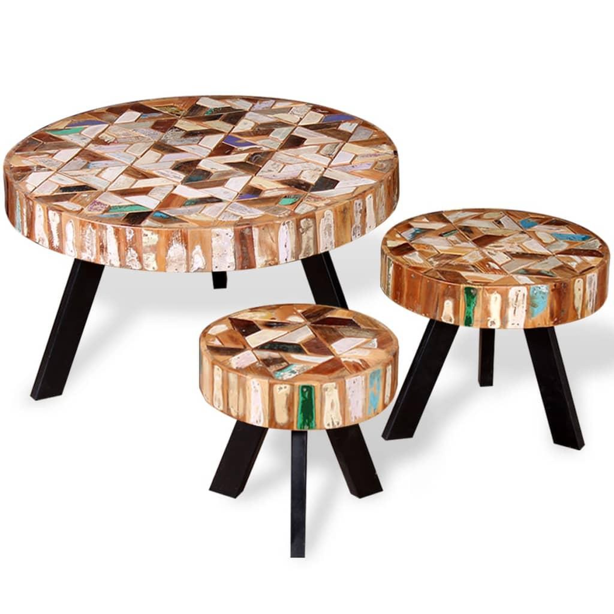 Voir la diapositive 3 : VIDAXL Ensemble de table basse 3 pieces Bois de recuperation massif