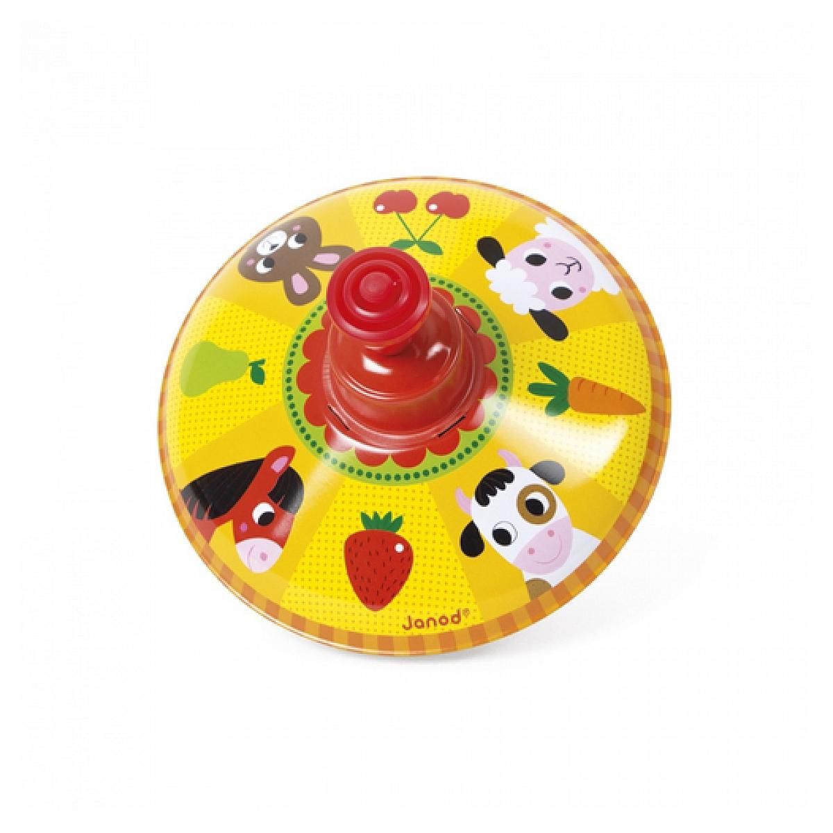 Juratoys-Janod JANOD Toupie en Métal animaux de la Ferme