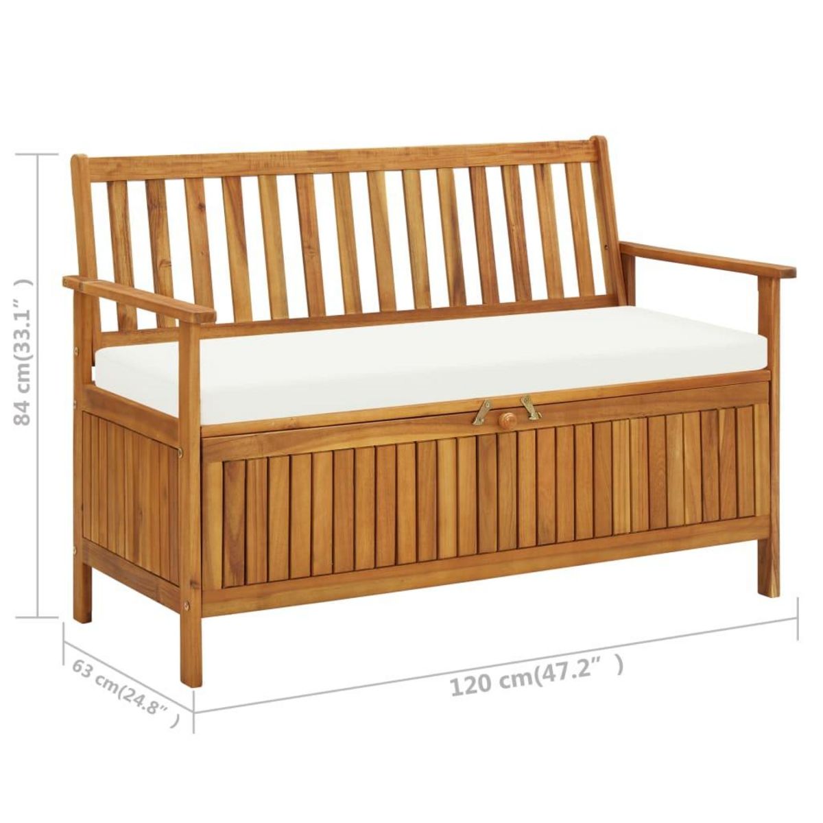 VIDAXL Banc de rangement de jardin Bois d'acacia solide 120x63x84 cm