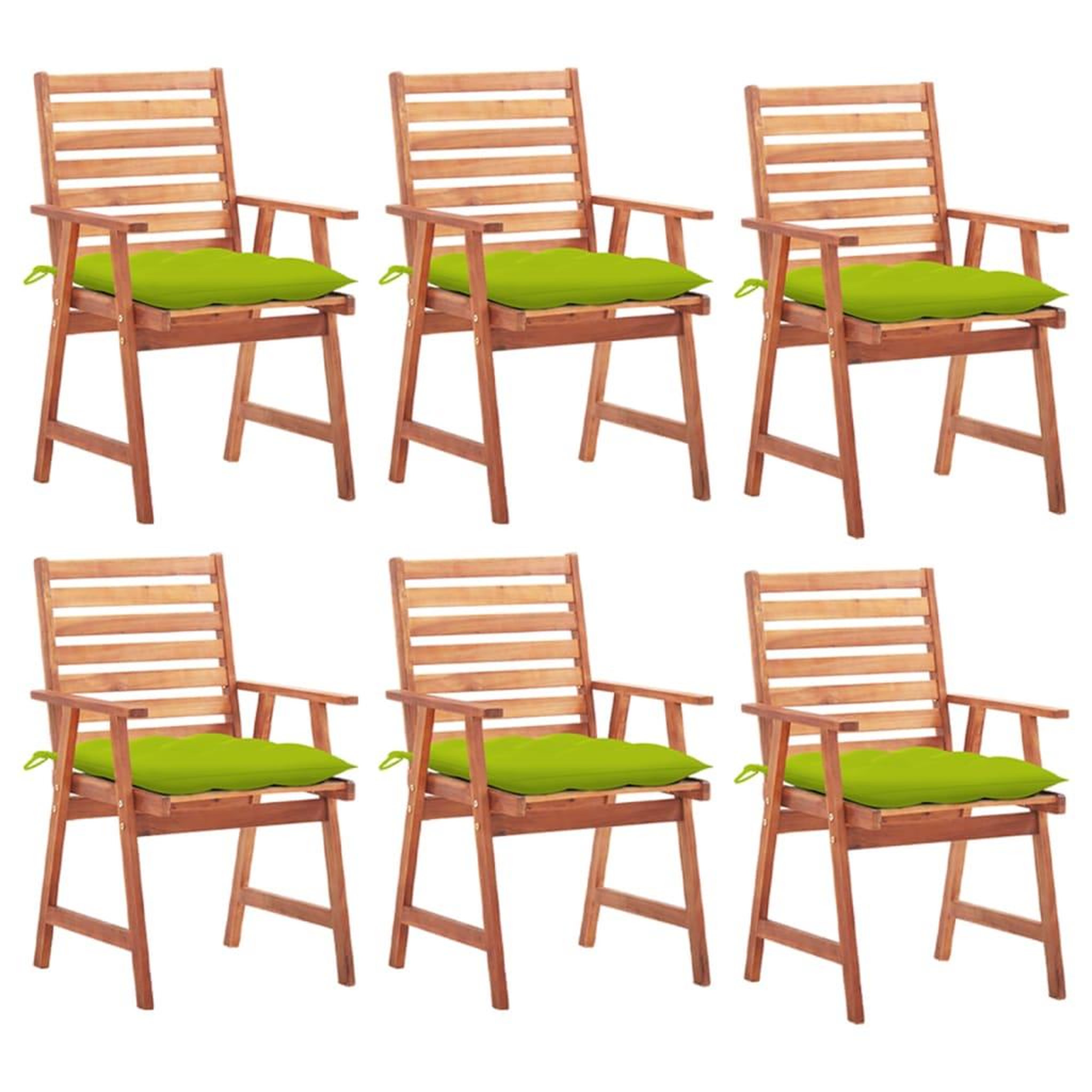 VIDAXL Chaises a manger d'exterieur lot de 6 et coussins Acacia massif