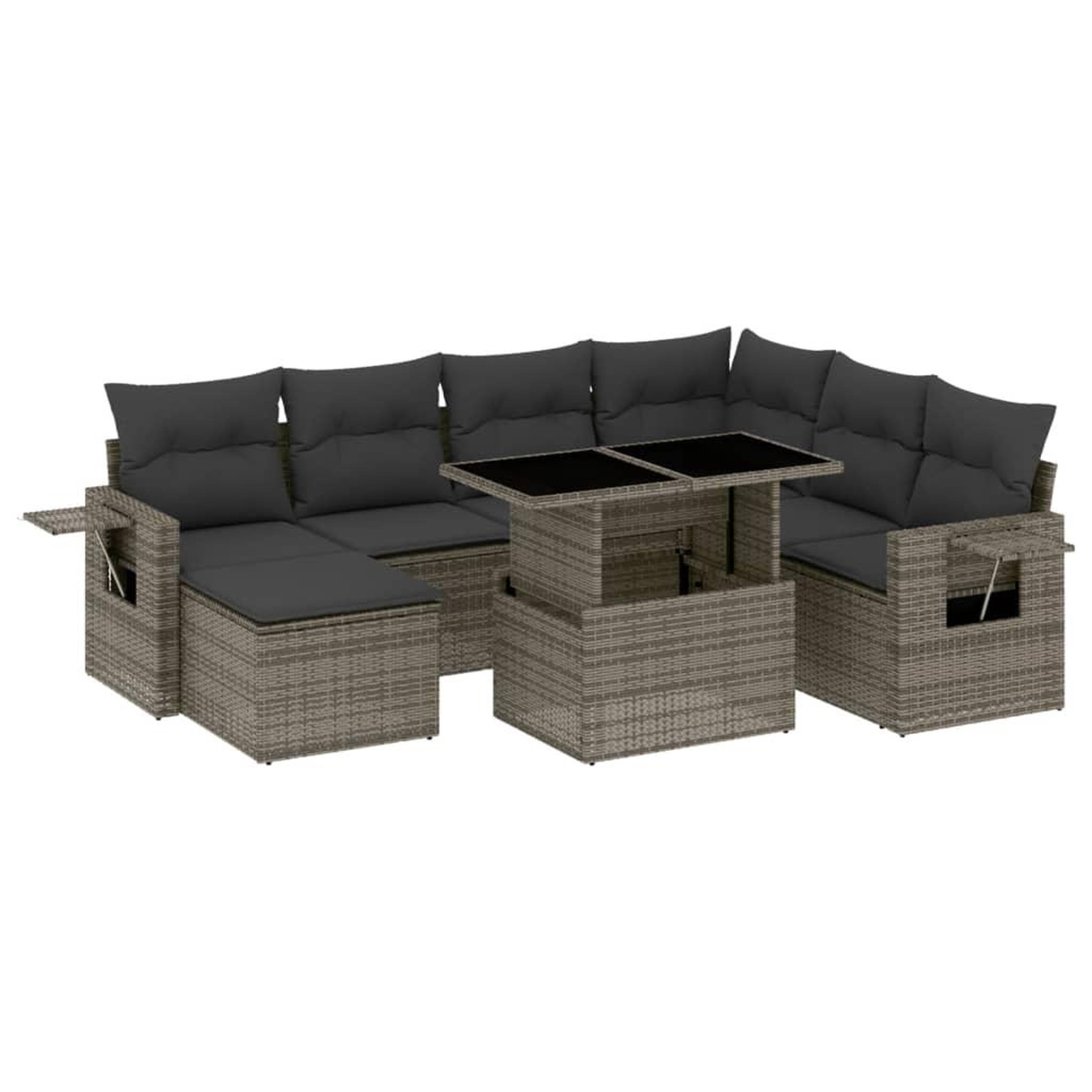 Voir la diapositive 2 : VIDAXL Salon de jardin 8 pcs avec coussins gris resine tressee