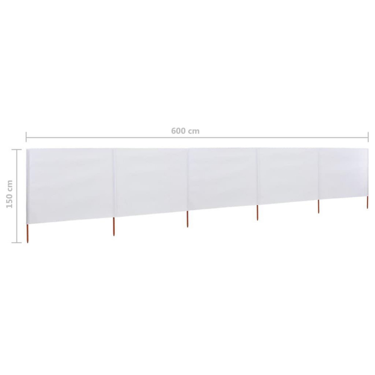 VIDAXL Paravent 5 panneaux Tissu 600 x 120 cm Blanc sable