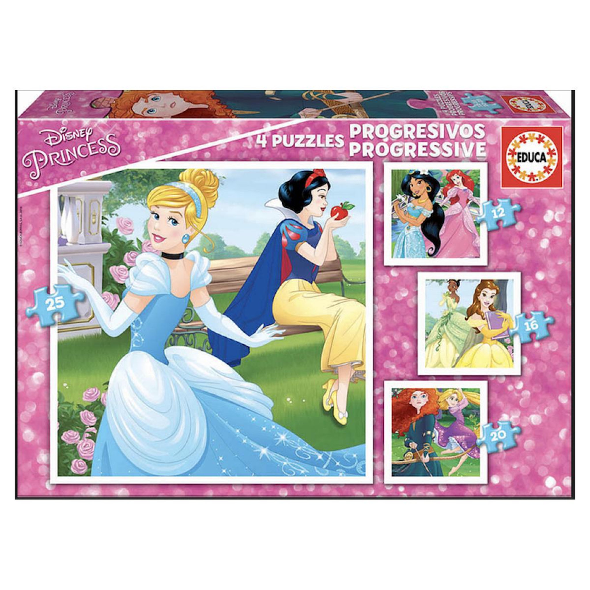 EDUCA Puzzle progressif disney princesses - 12+16+20+25 pcs