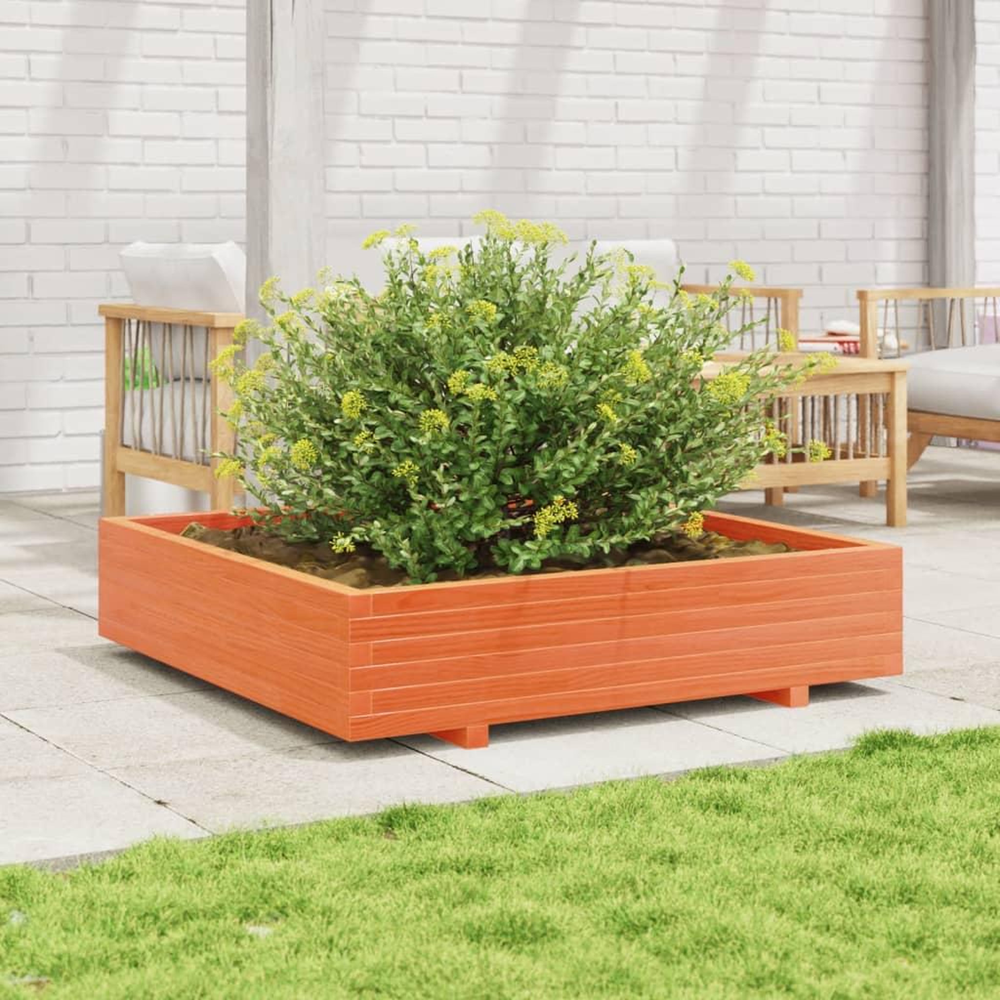 VIDAXL Jardiniere cire marron 110x110x26,5 cm bois de pin massif
