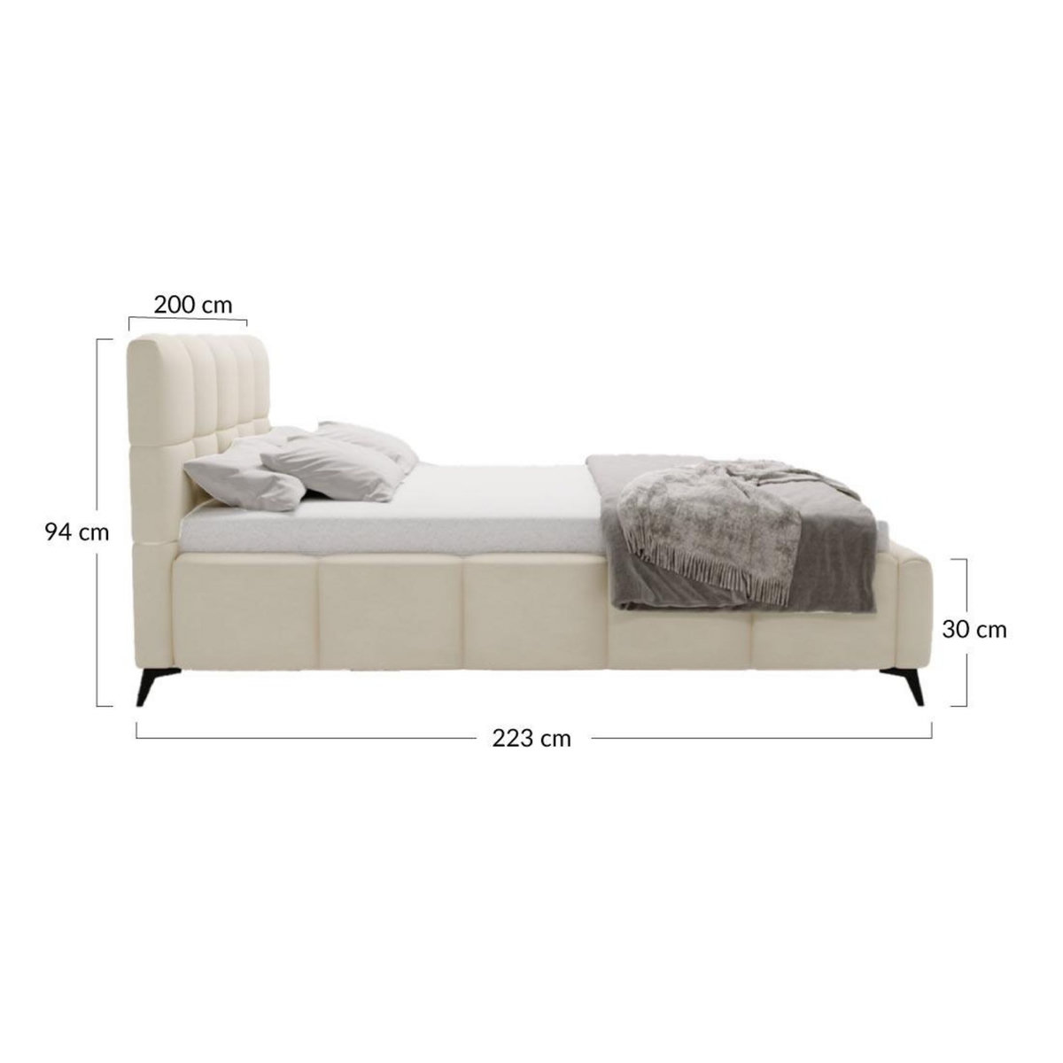 BEST MOBILIER Paulito - lit coffre - 180x200 cm - sommier inclus - en velours