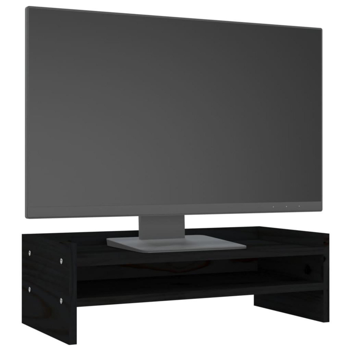 VIDAXL Support de moniteur Noir 50x24x16 cm Bois de pin solide